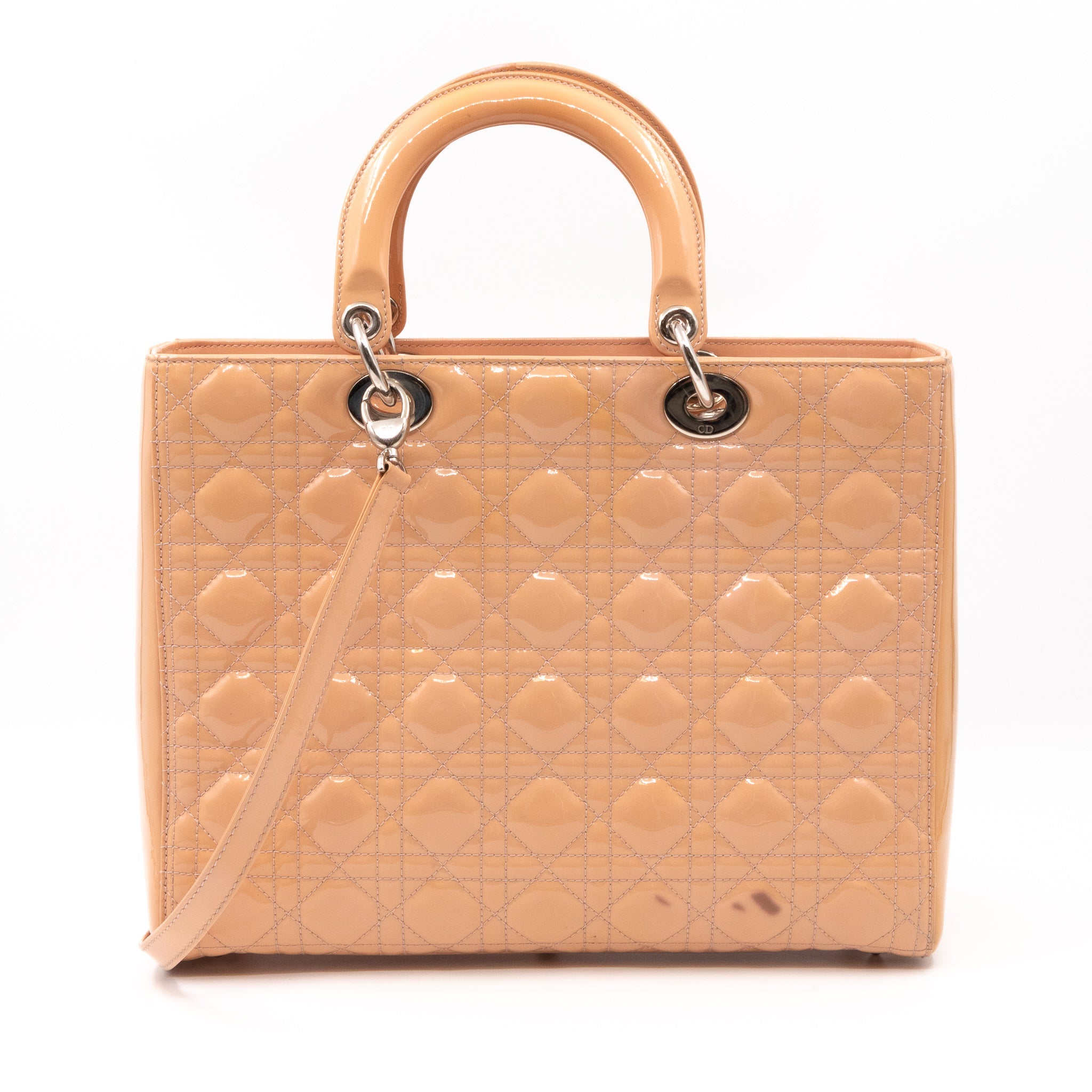 Lady Dior Large Light Beige Patent Leather