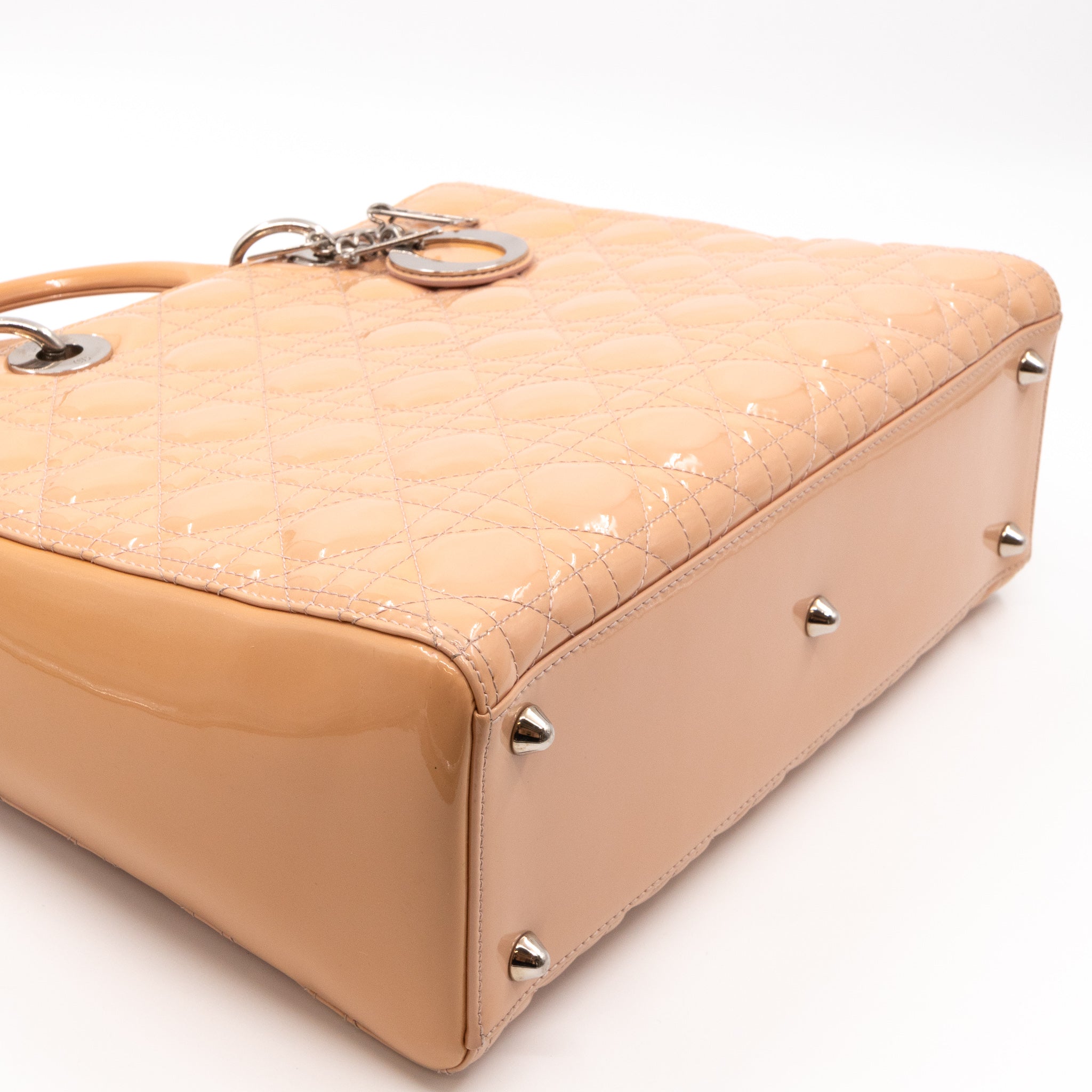 Lady Dior Large Light Beige Patent Leather