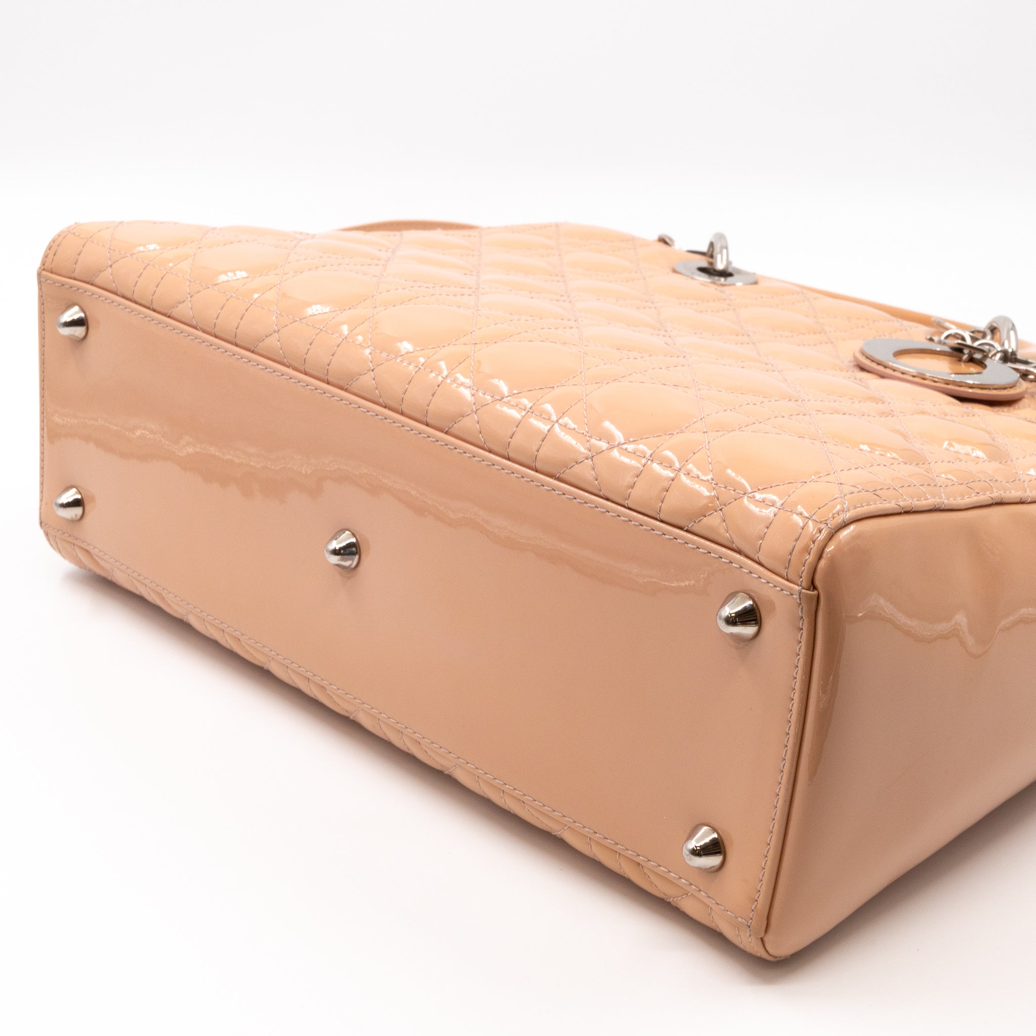 Lady Dior Large Light Beige Patent Leather