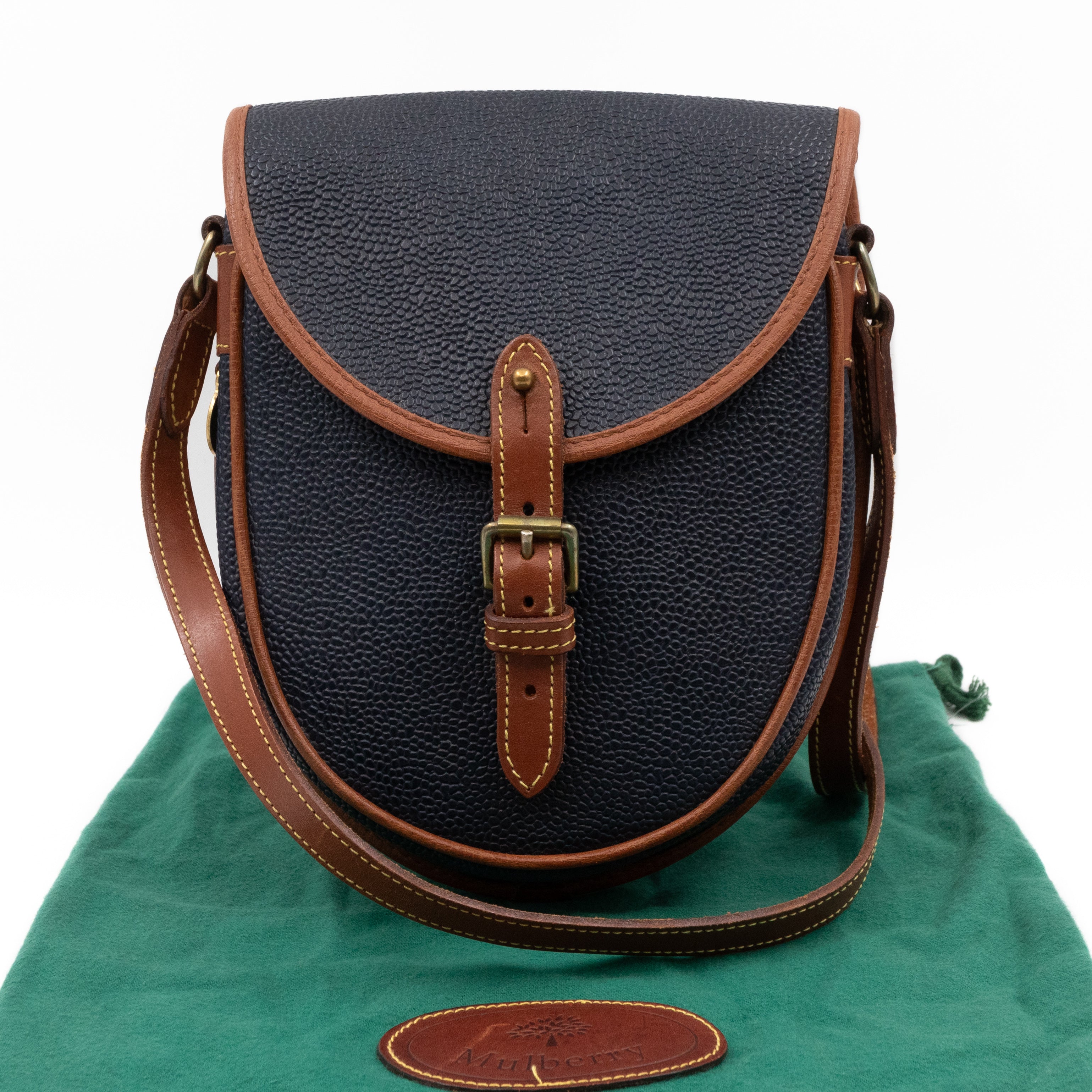 Vintage Crossbody Bag Blue Leather
