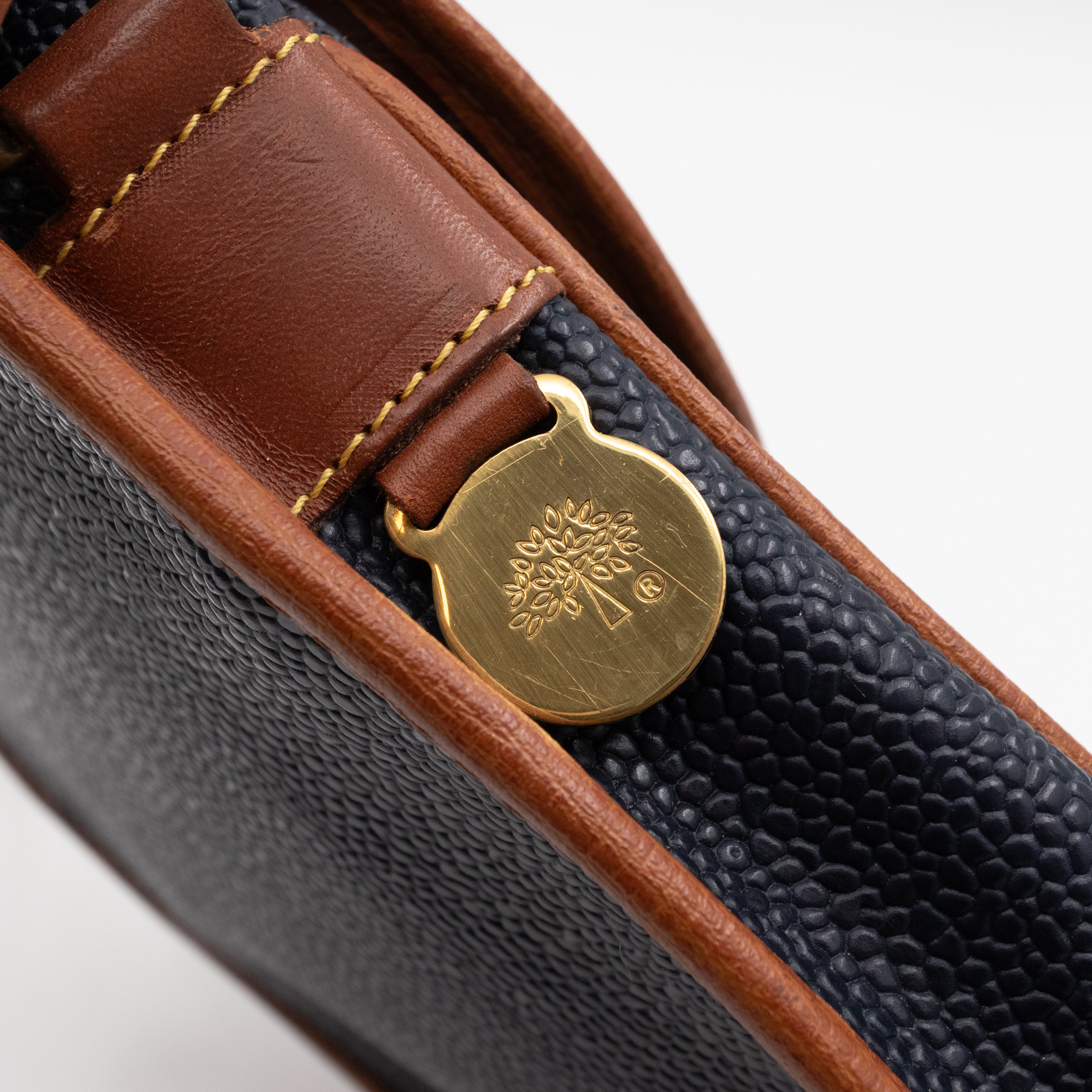 Vintage Crossbody Bag Blue Leather