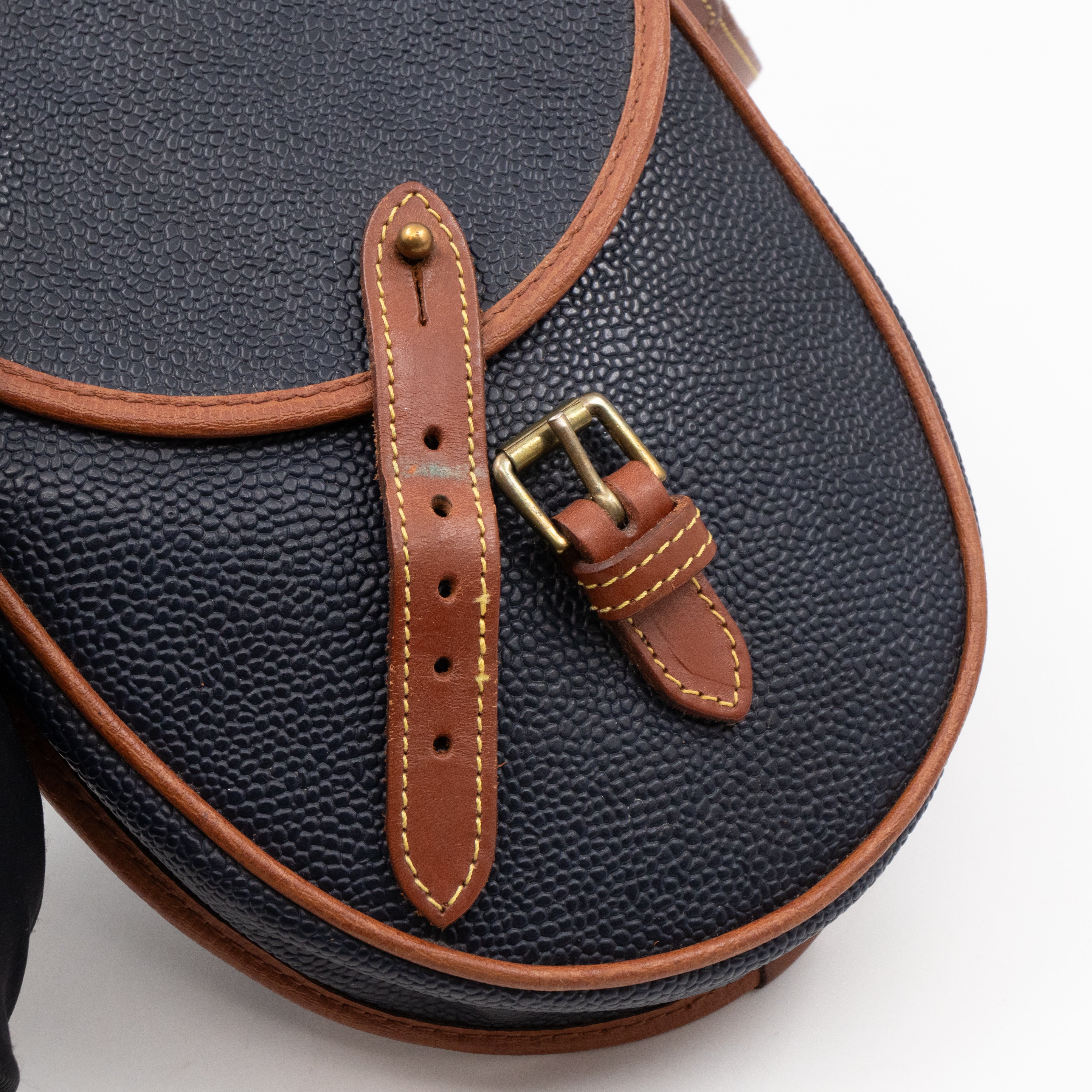 Vintage Crossbody Bag Blue Leather