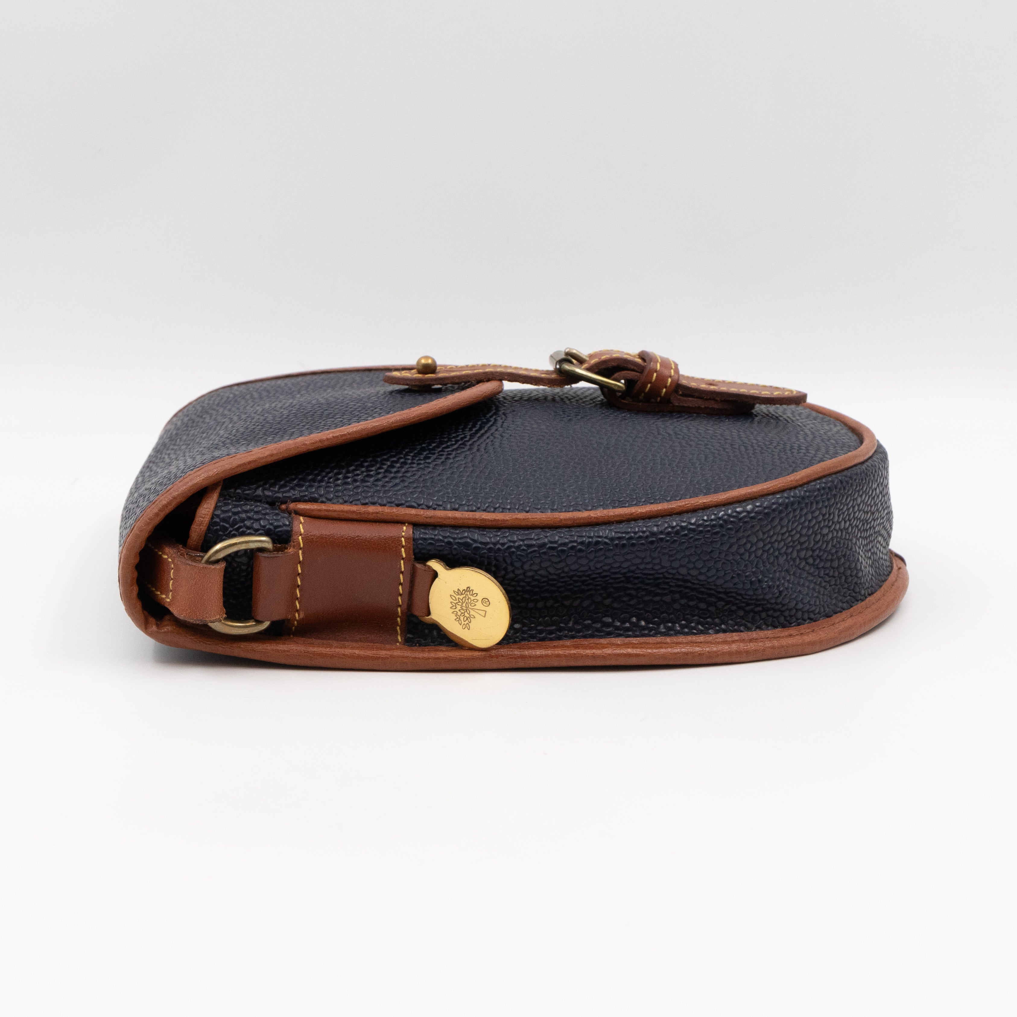 Vintage Crossbody Bag Blue Leather