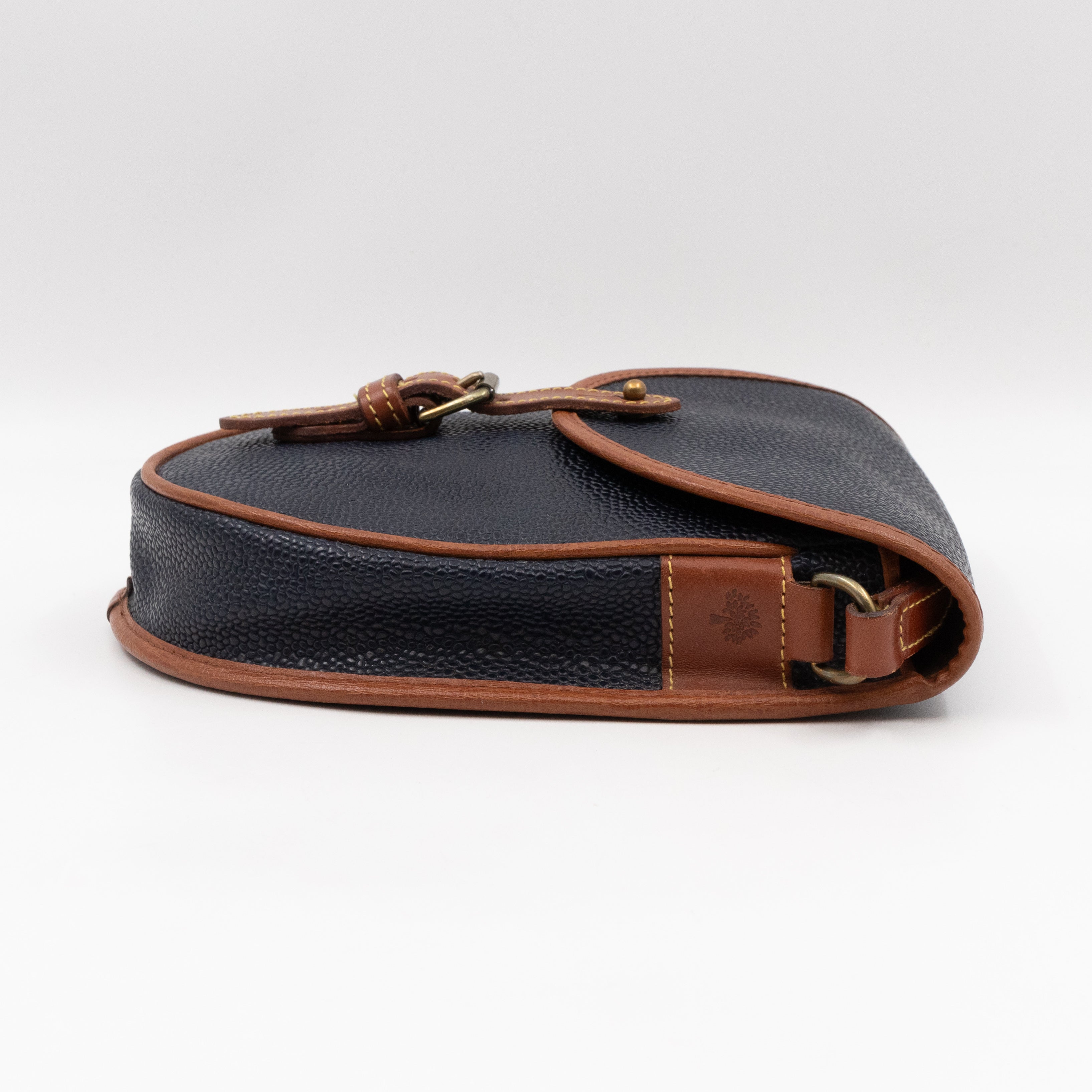 Vintage Crossbody Bag Blue Leather