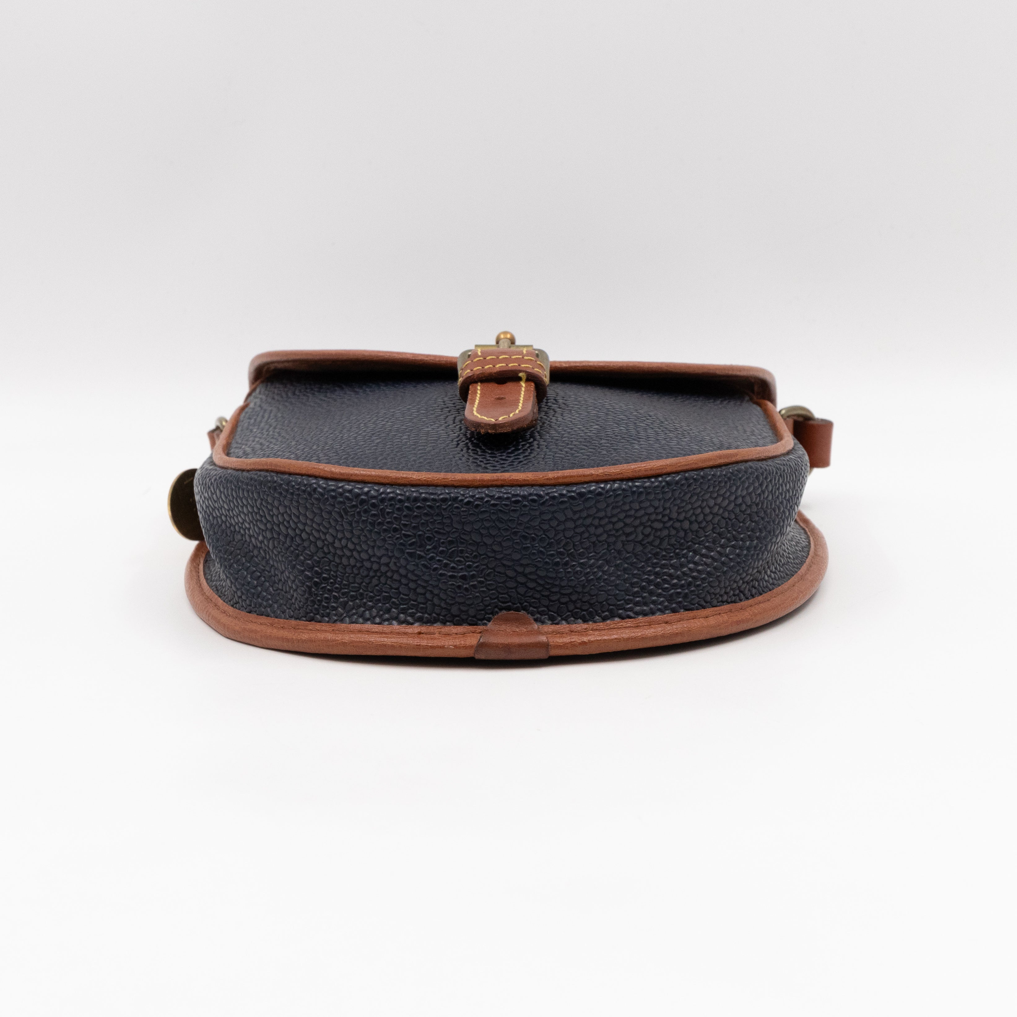 Vintage Crossbody Bag Blue Leather