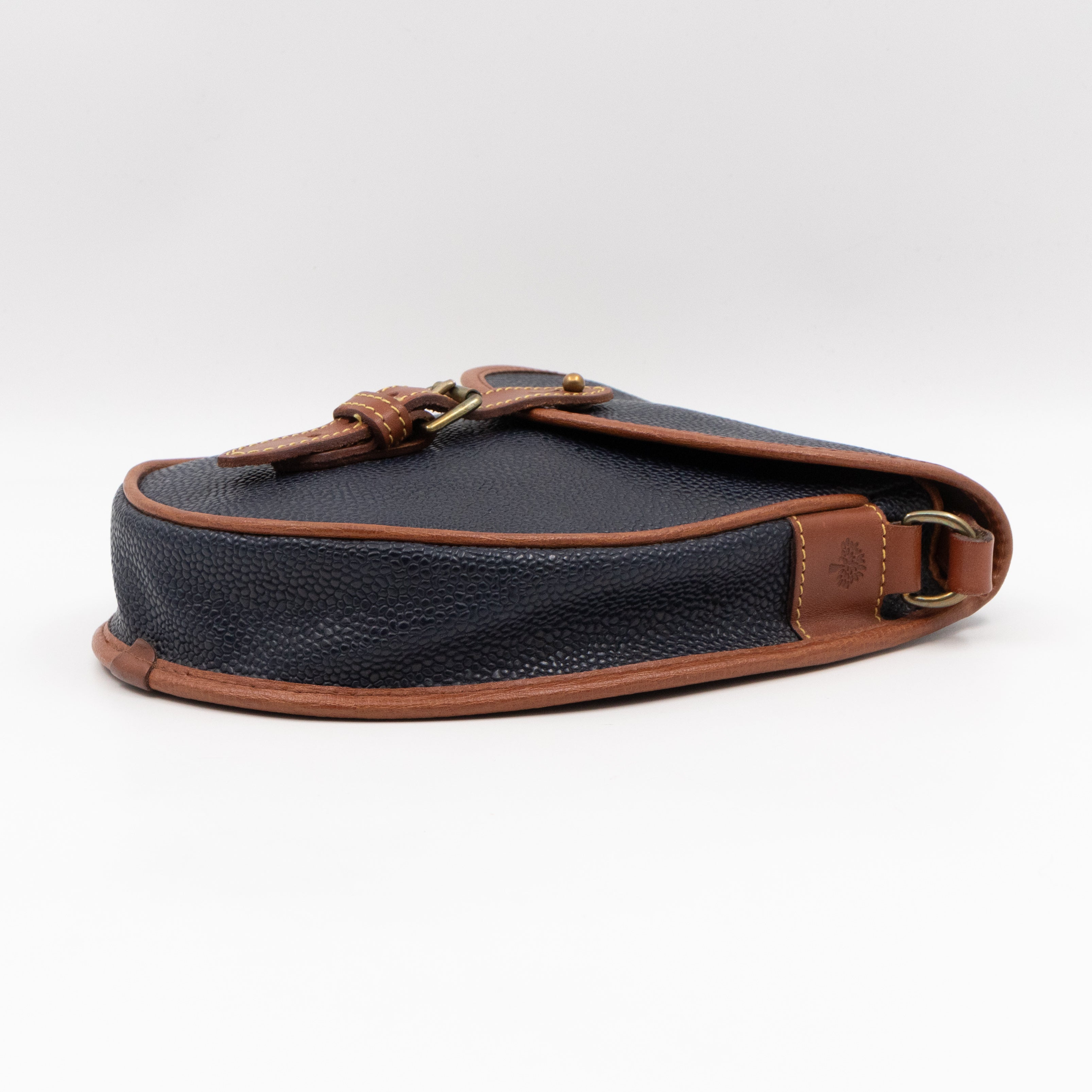 Vintage Crossbody Bag Blue Leather