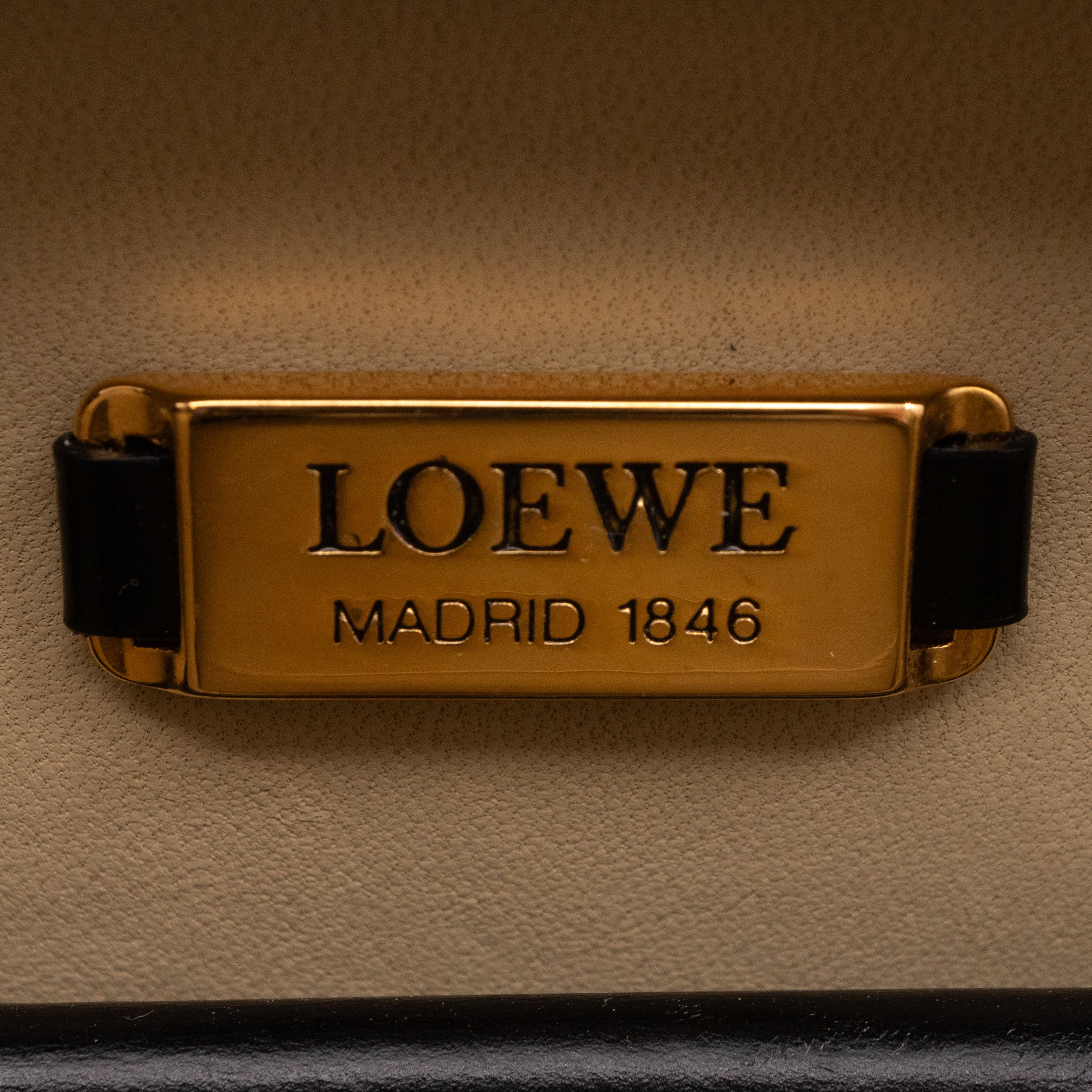 Anagram Round Top Handle Bag Black Calfskin