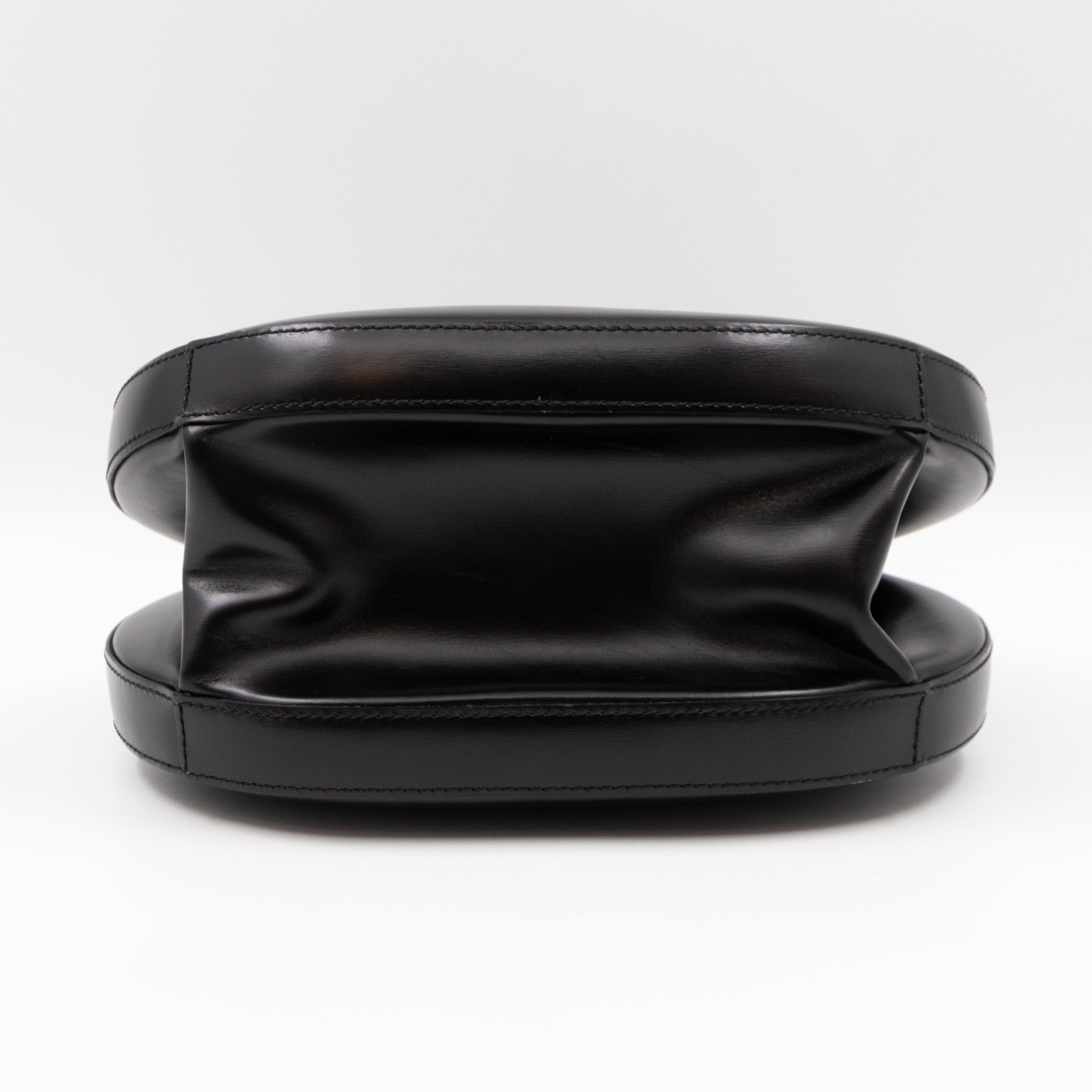 Anagram Round Top Handle Bag Black Calfskin