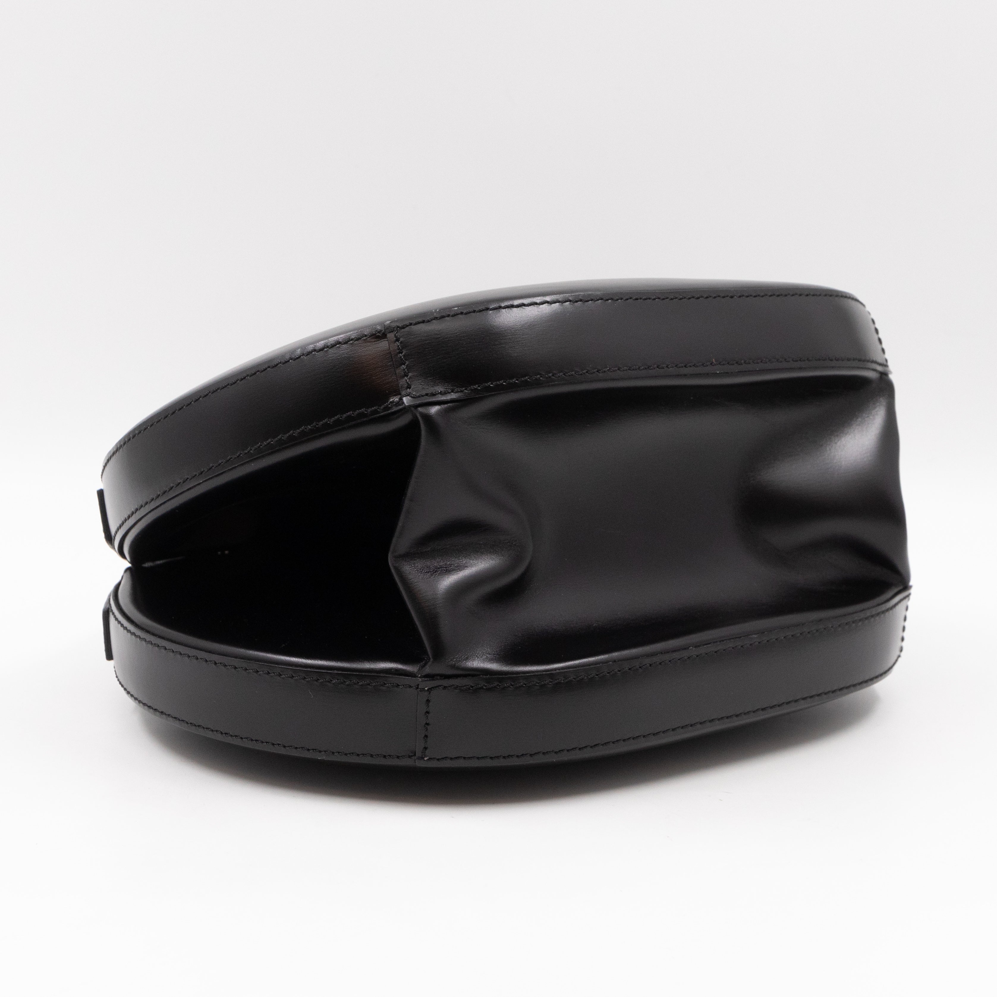 Anagram Round Top Handle Bag Black Calfskin