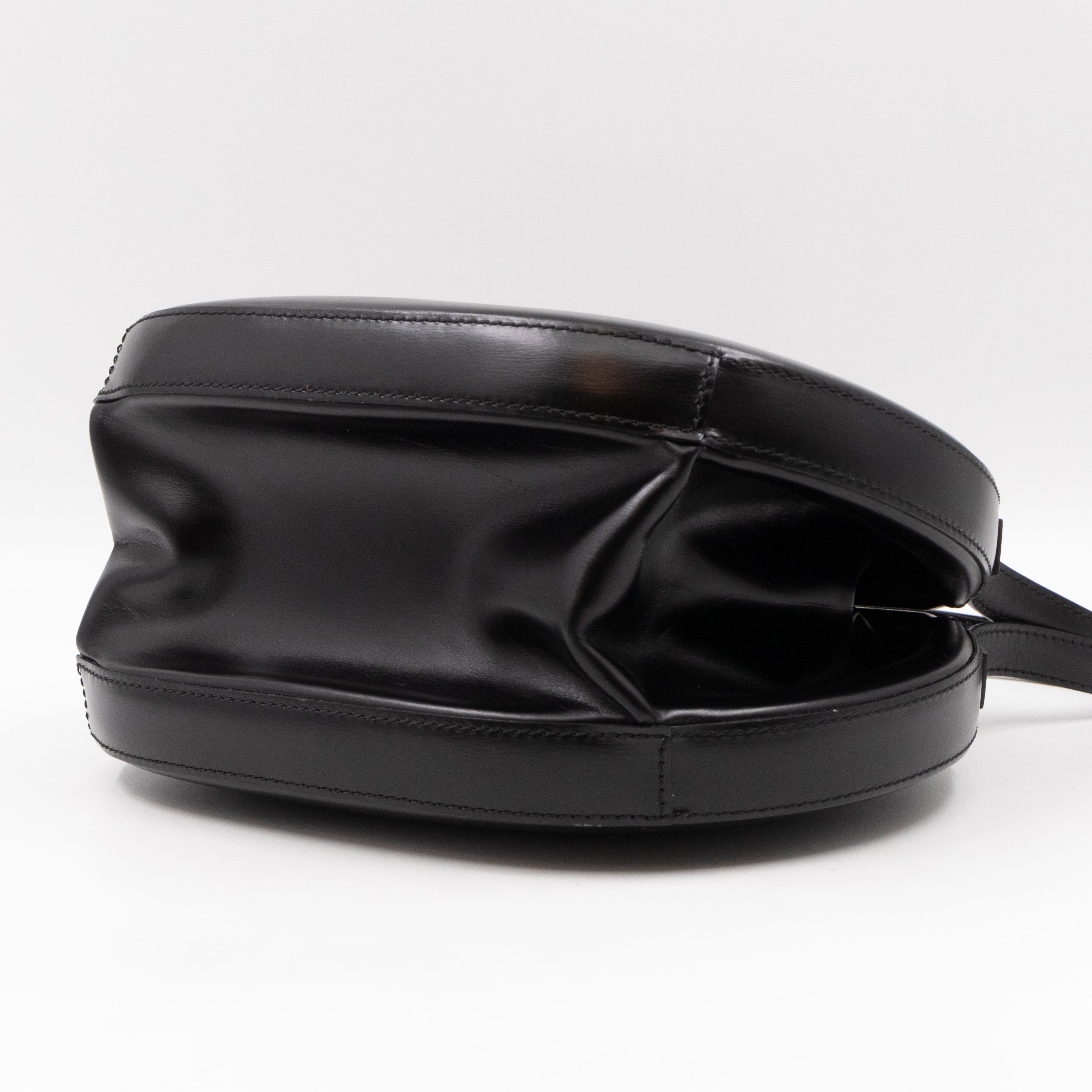 Anagram Round Top Handle Bag Black Calfskin