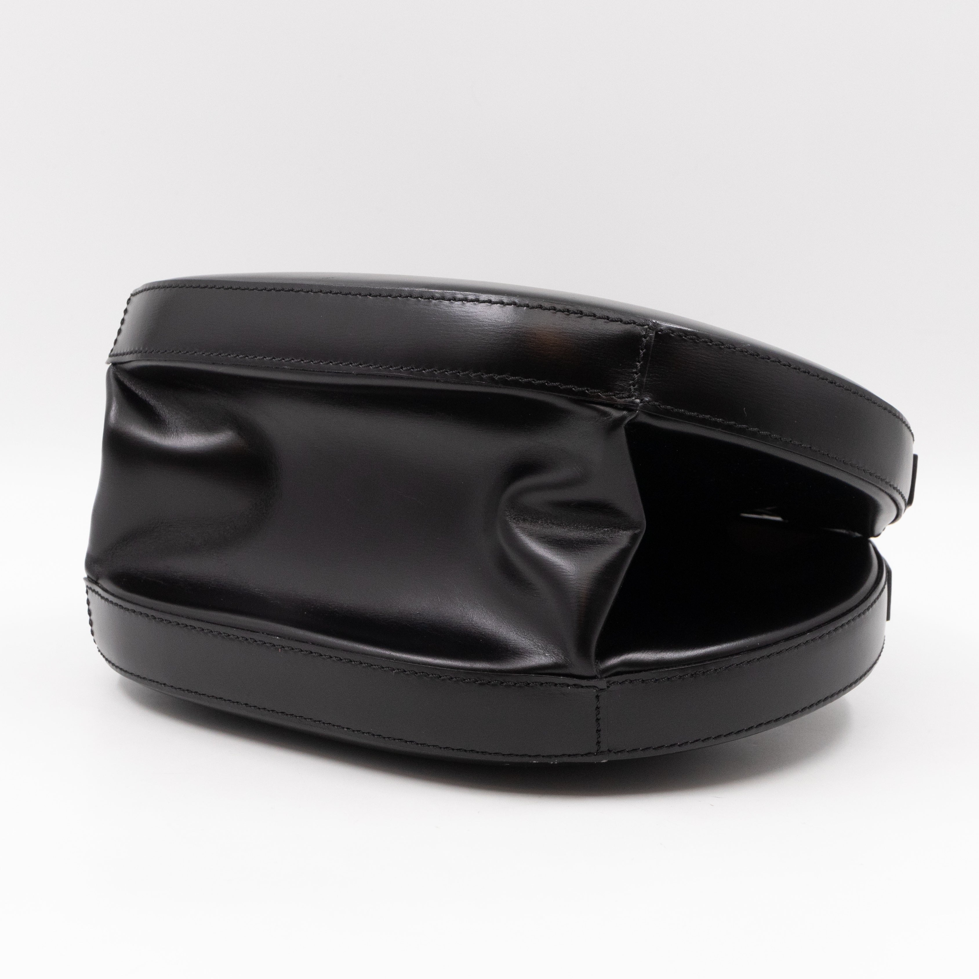 Anagram Round Top Handle Bag Black Calfskin