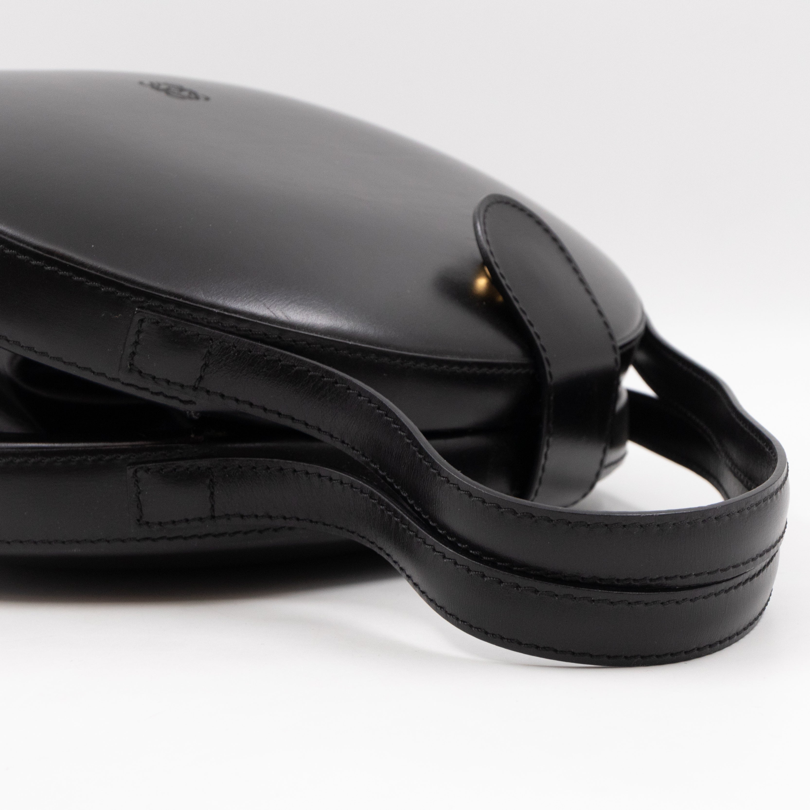 Anagram Round Top Handle Bag Black Calfskin