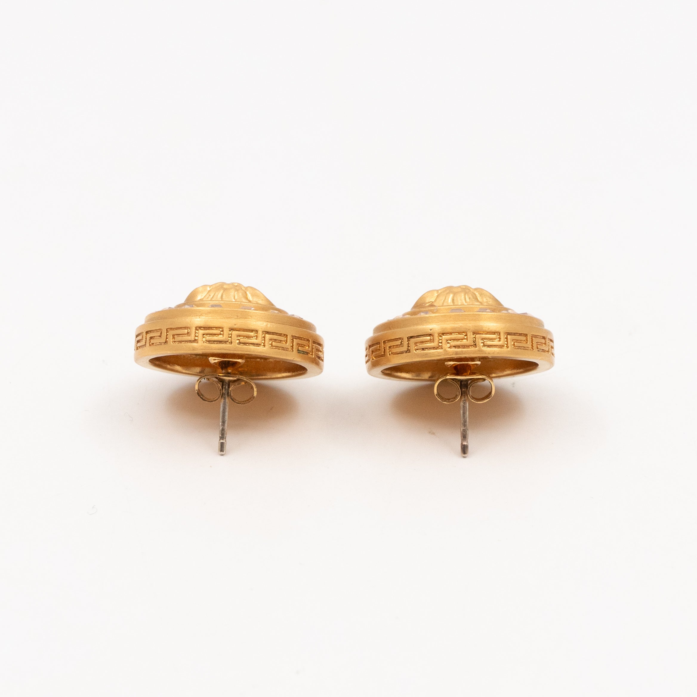Greca Medusa Earrings Crystal Gold
