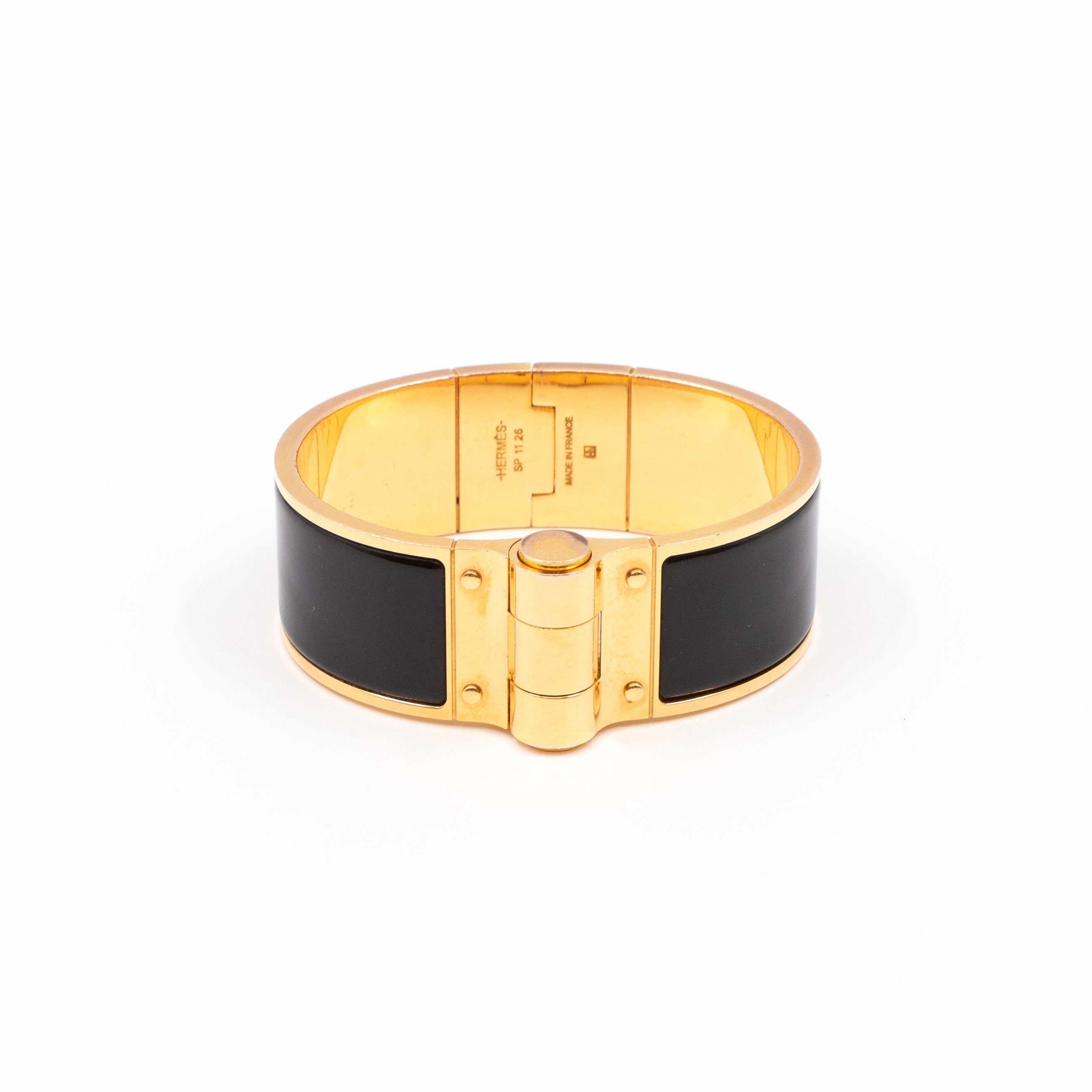 Enamel Hinged Bracelet Black Gold