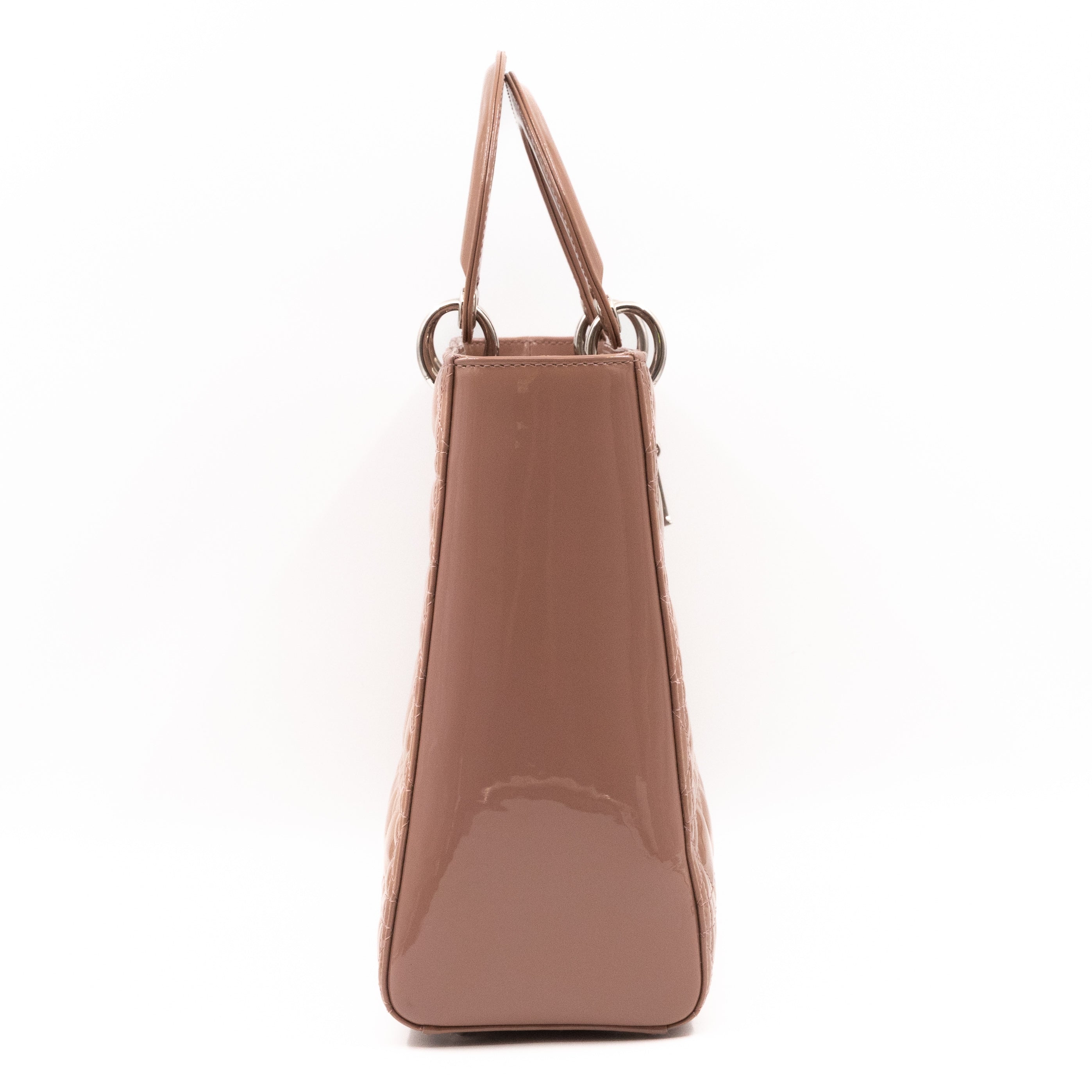 Lady Dior Large Dark Beige Patent Leather