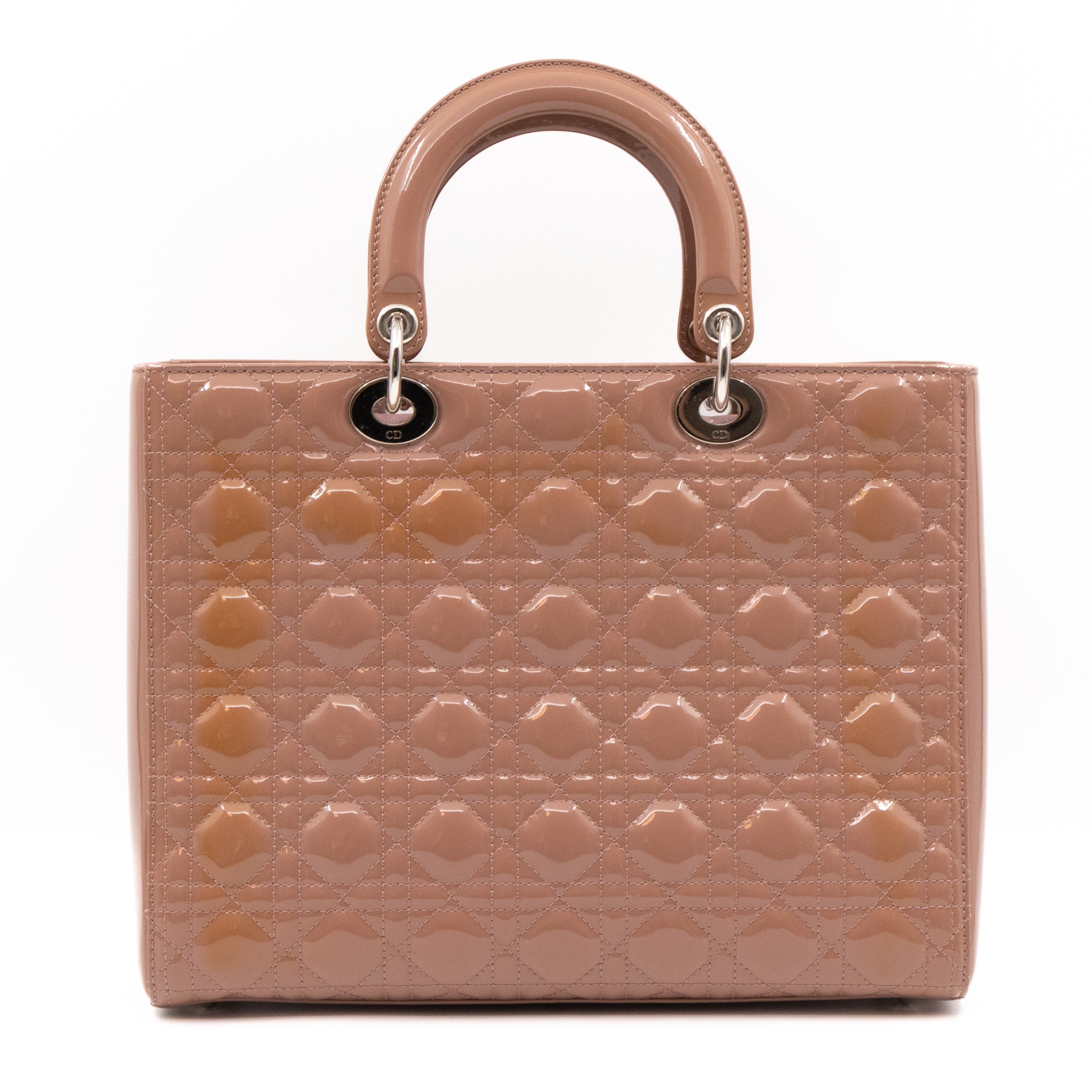 Lady Dior Large Dark Beige Patent Leather