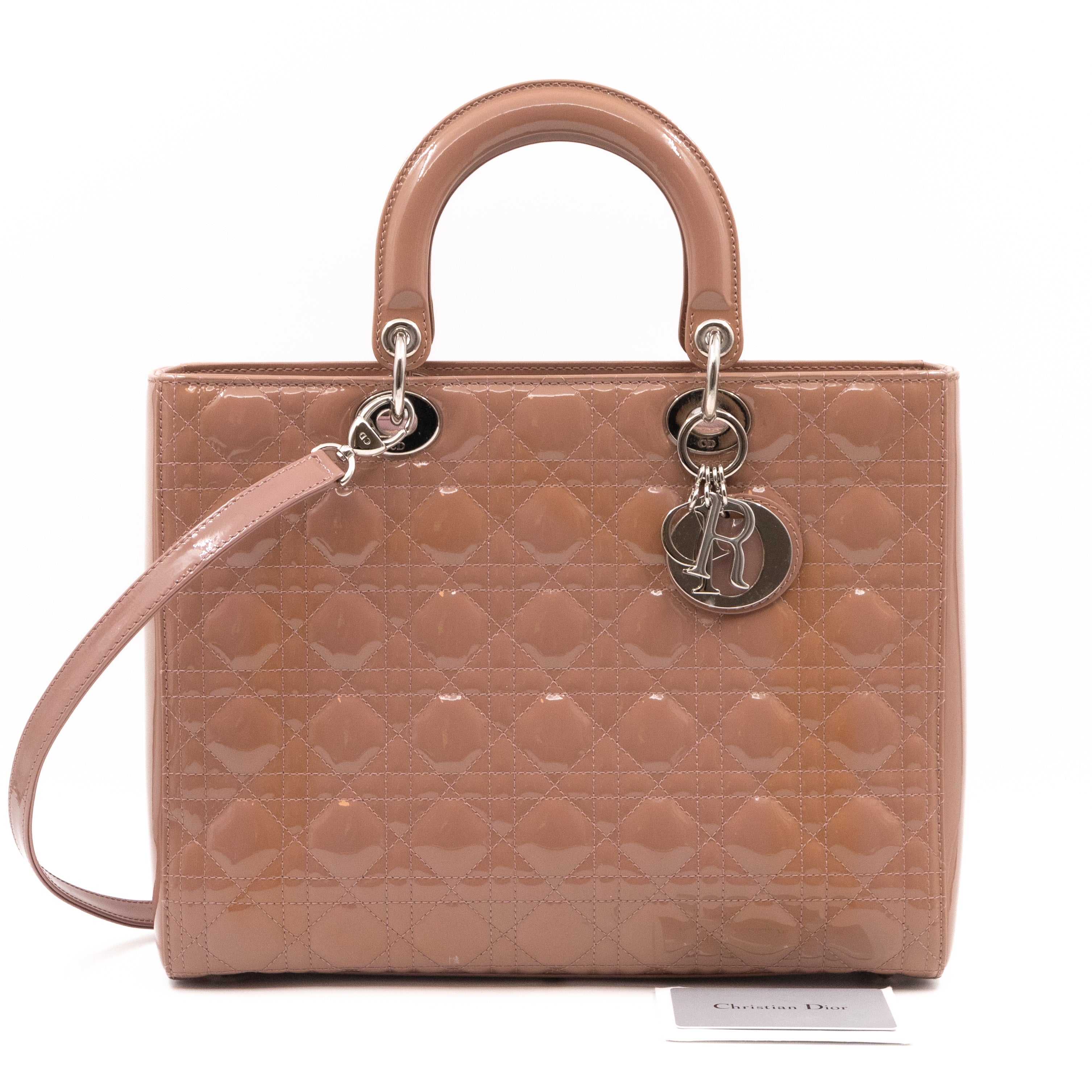 Lady Dior Large Dark Beige Patent Leather