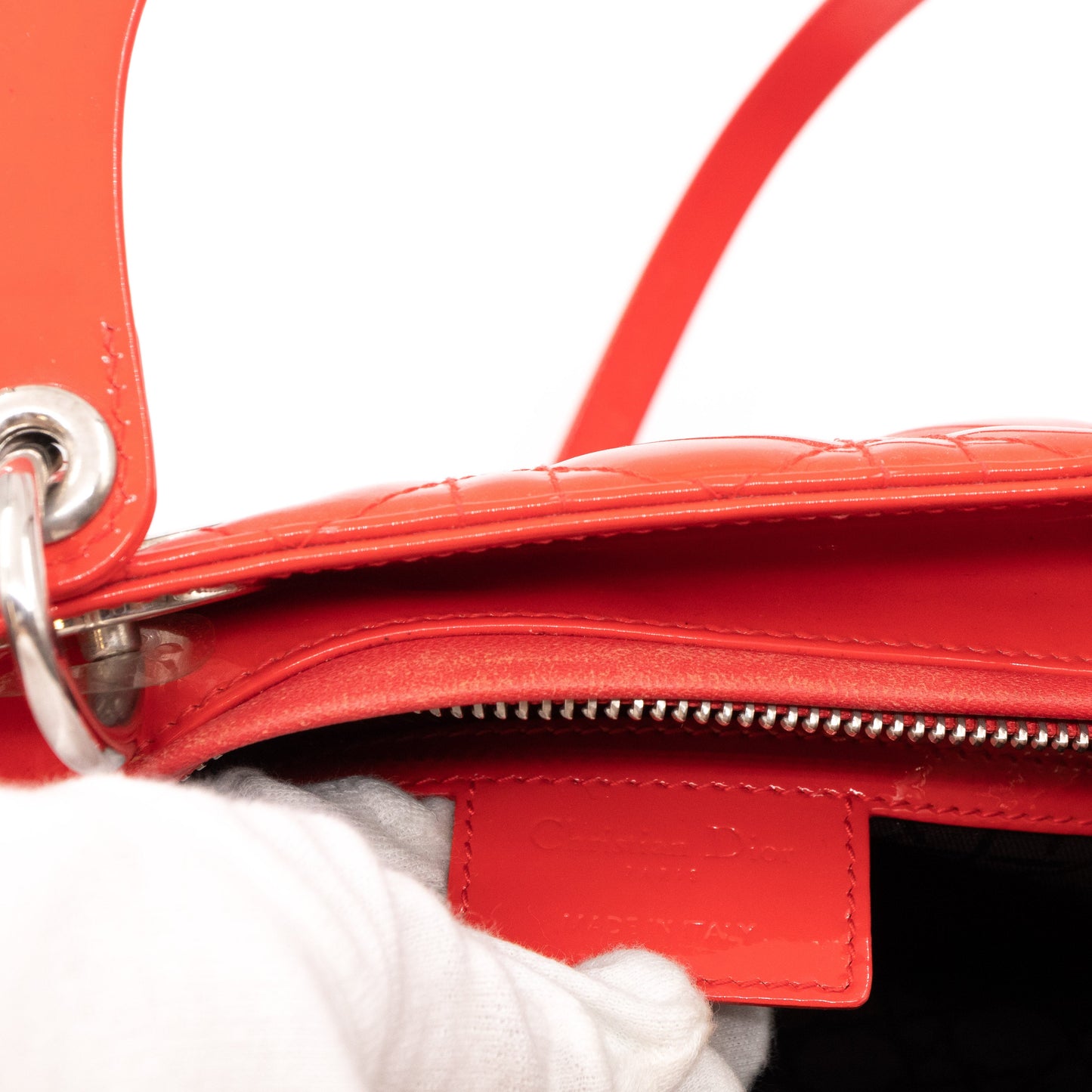Lady Dior Large Coral Patent Leather