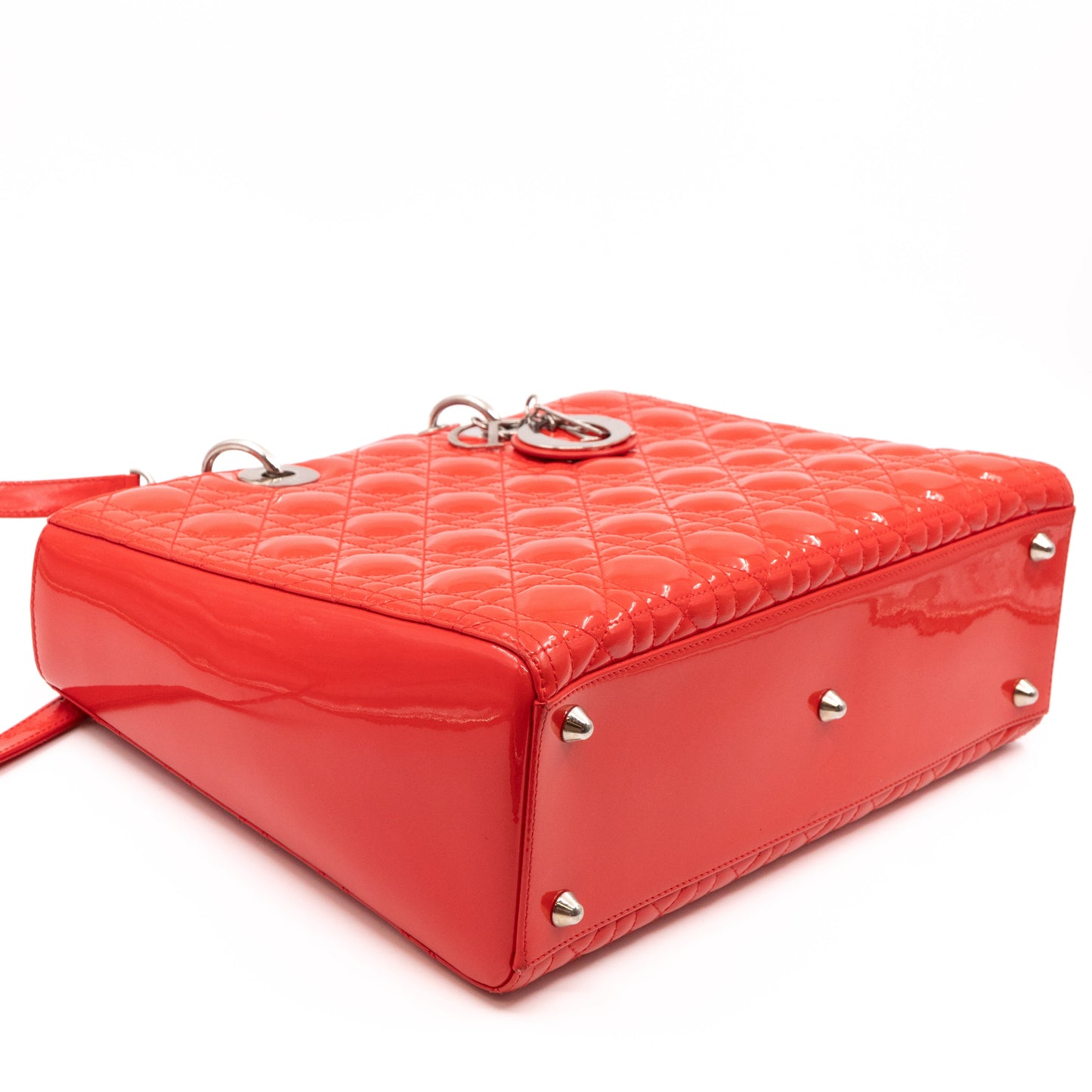 Lady Dior Large Coral Patent Leather