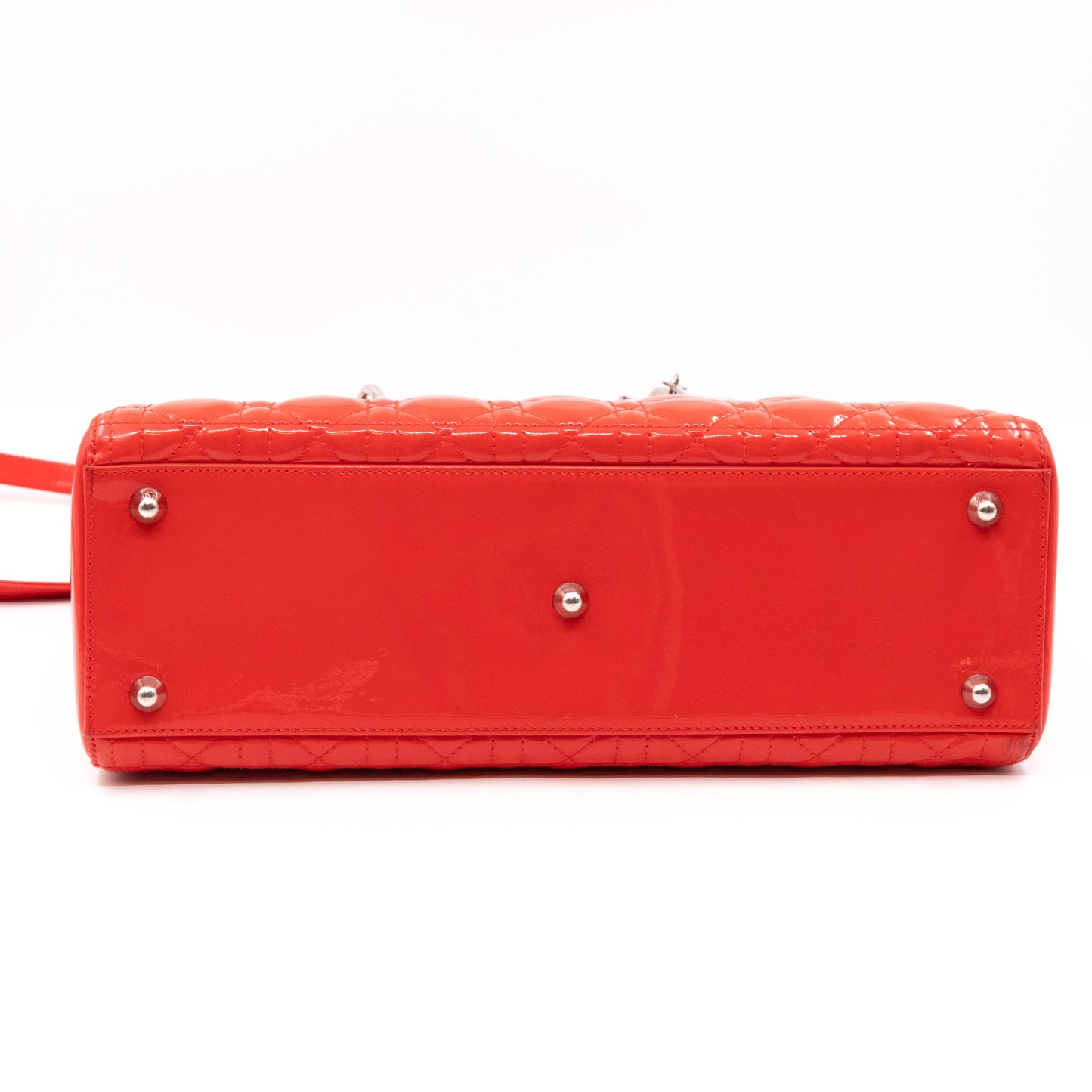 Lady Dior Large Coral Patent Leather