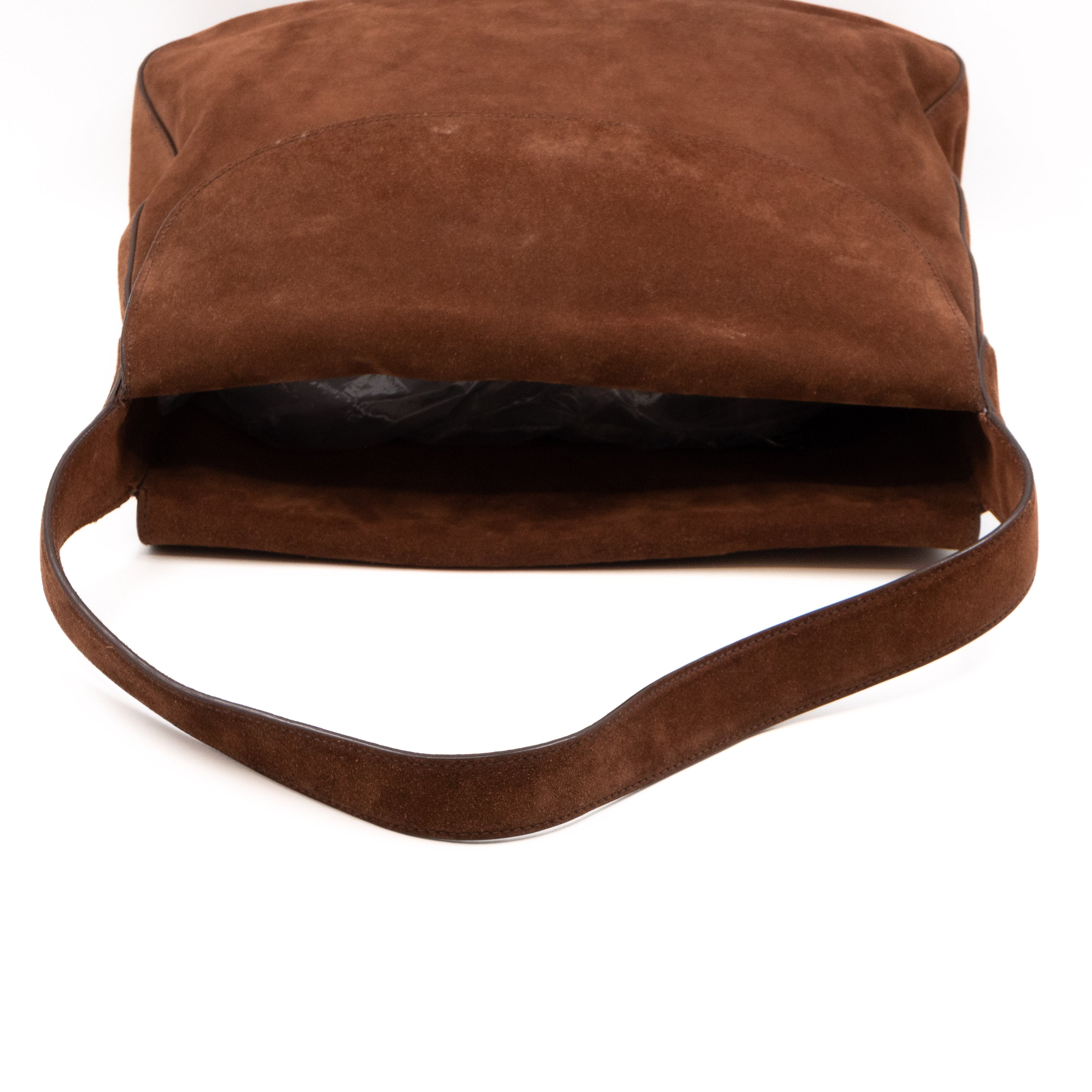 Double Flap Hobo Bag Brown Scamosciato Suede