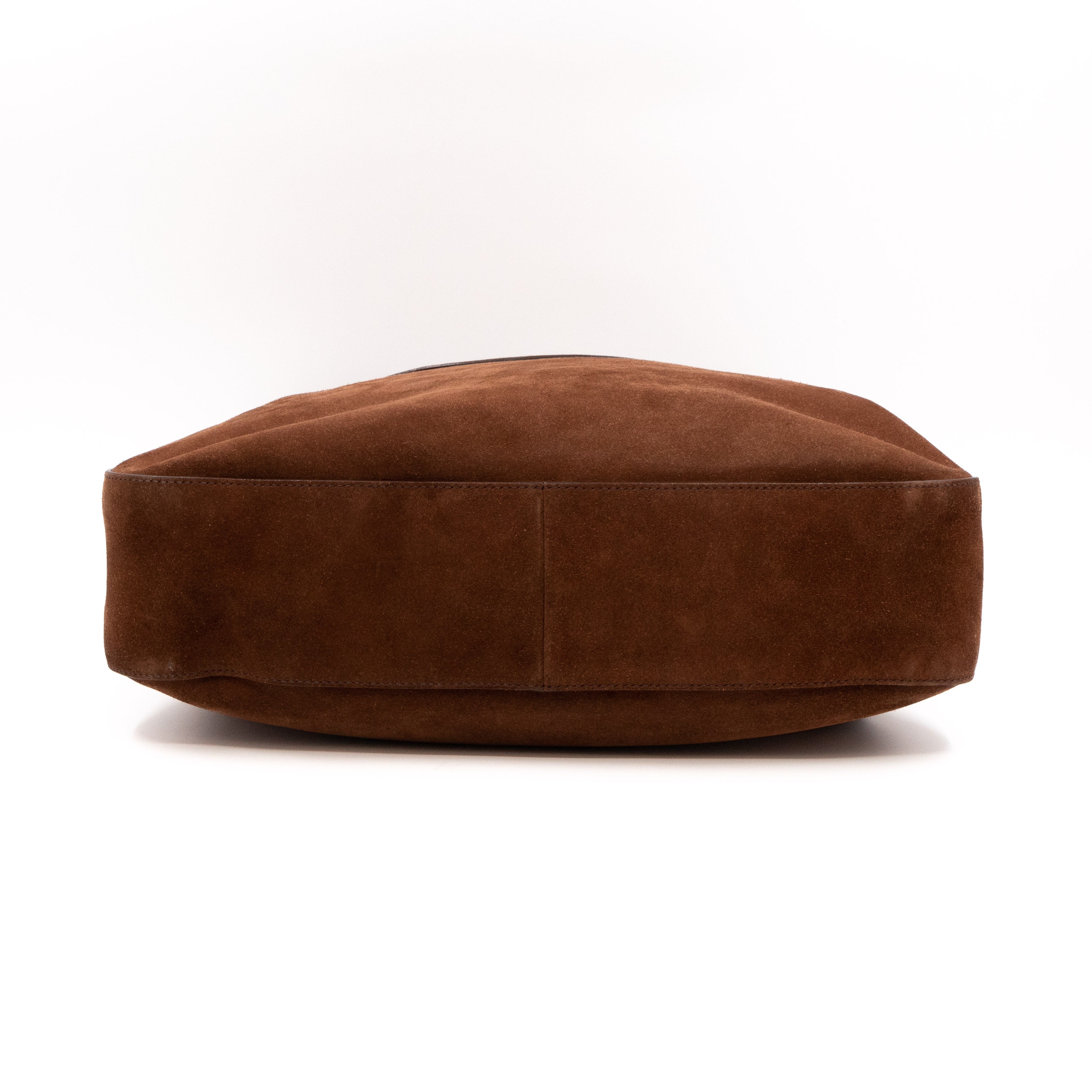 Double Flap Hobo Bag Brown Scamosciato Suede