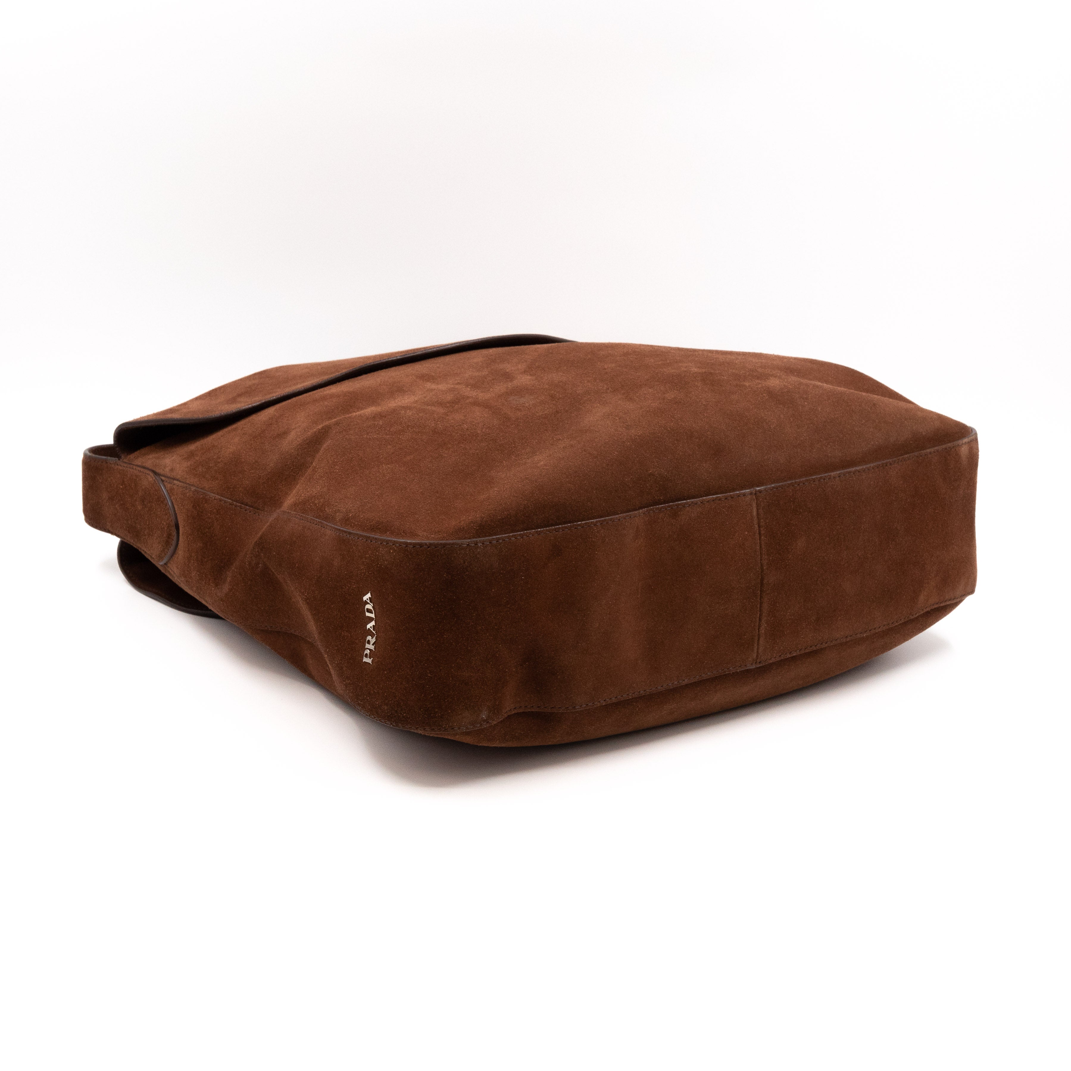 Double Flap Hobo Bag Brown Scamosciato Suede