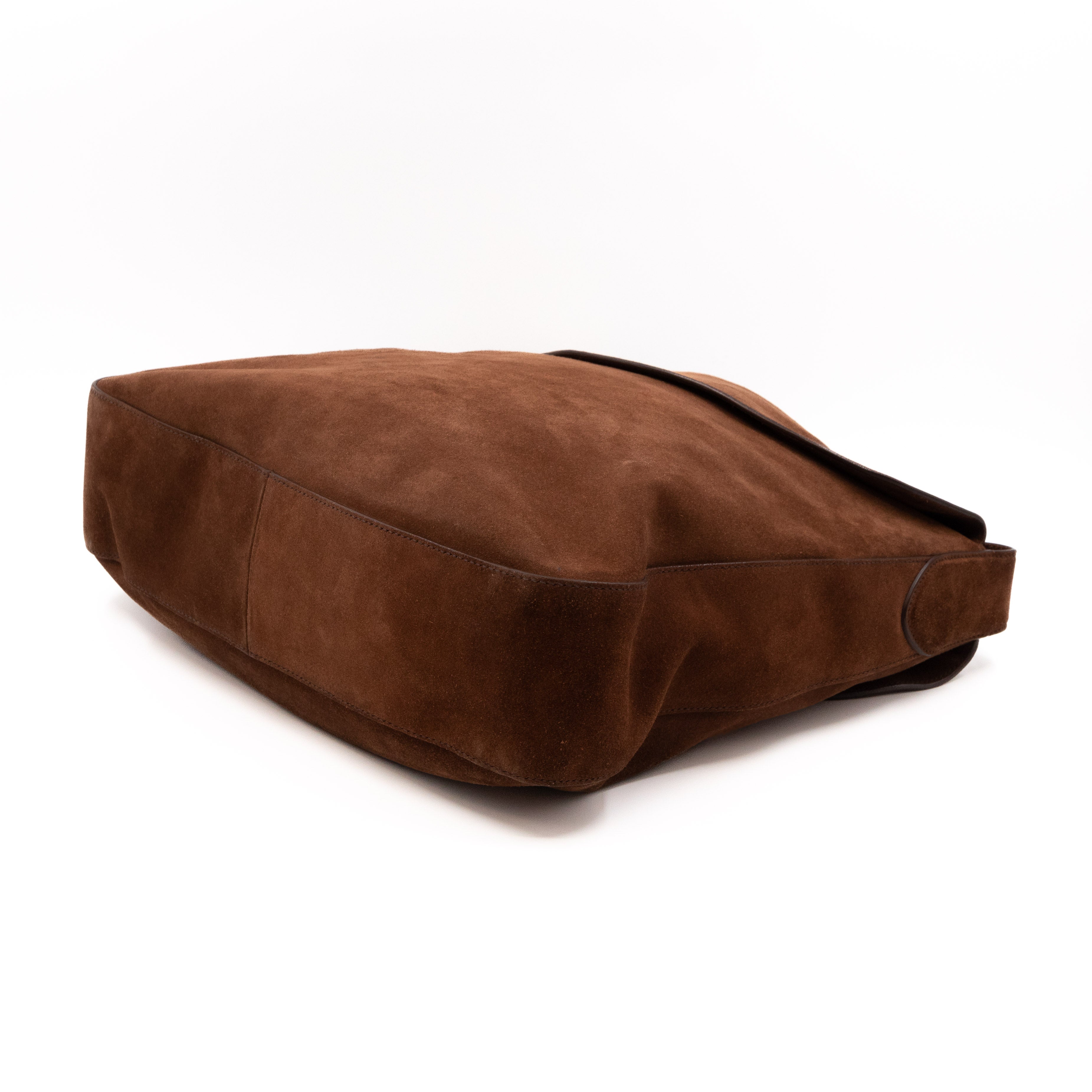 Double Flap Hobo Bag Brown Scamosciato Suede