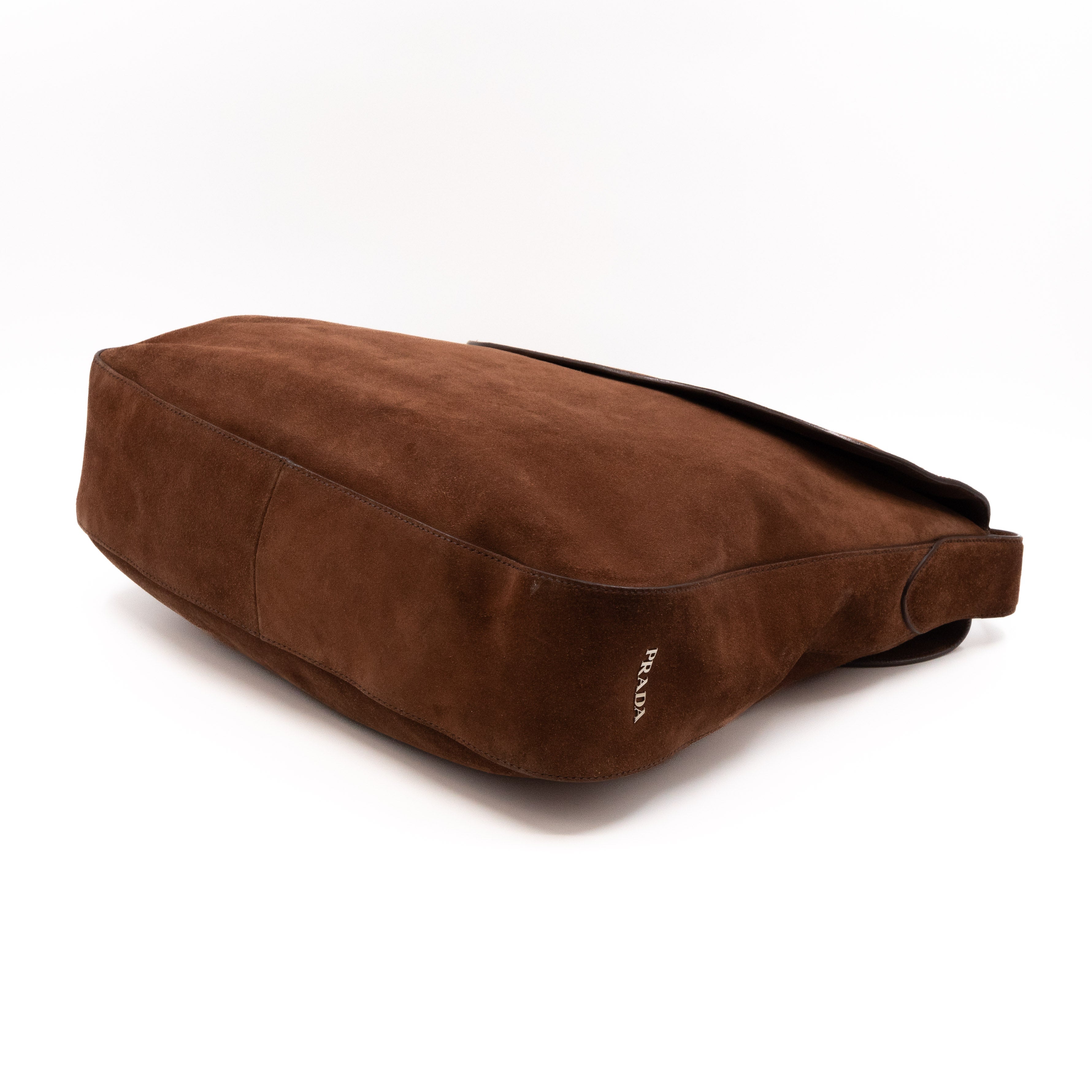 Double Flap Hobo Bag Brown Scamosciato Suede