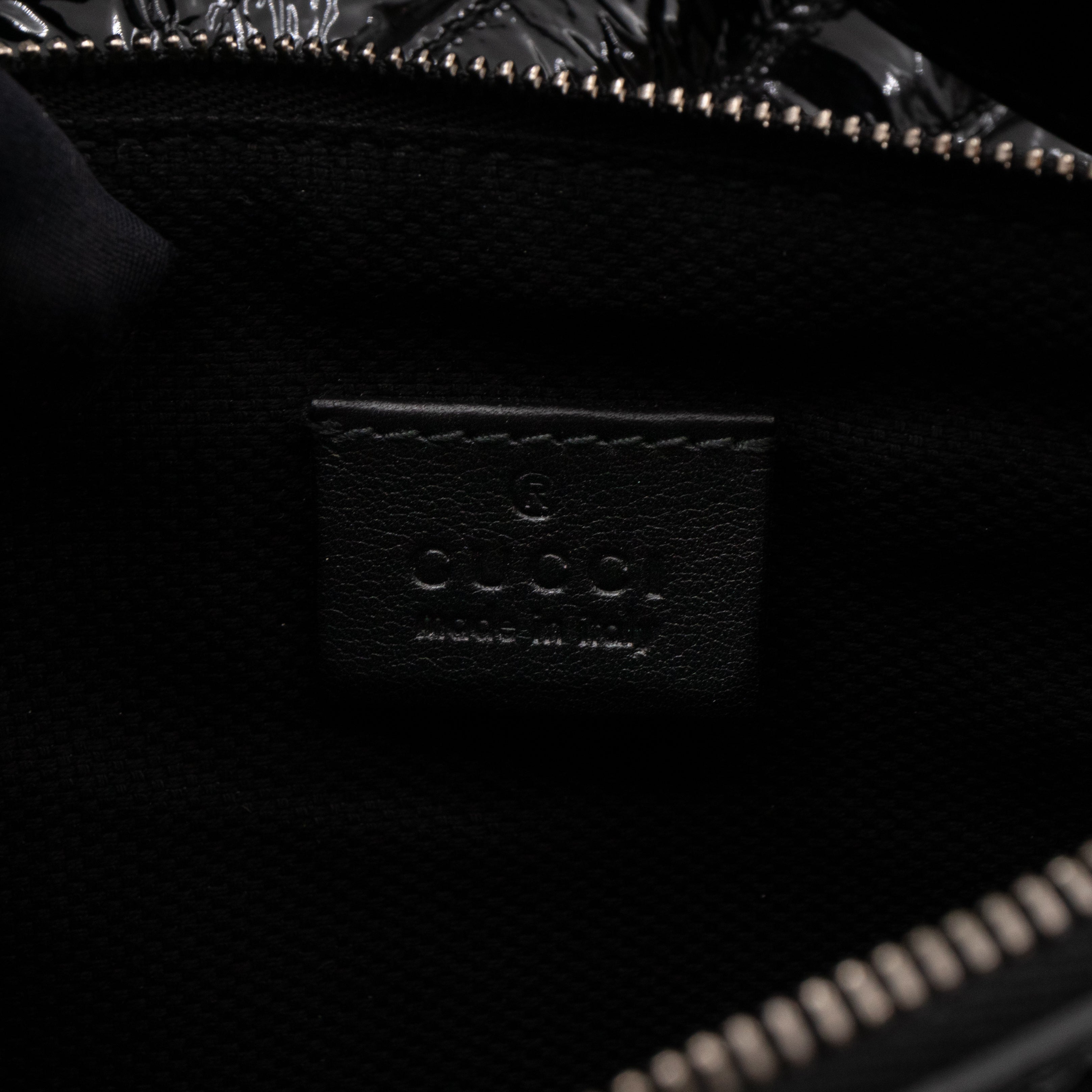 Soho Tote Wool Shearling Crushed Black Patent Leather