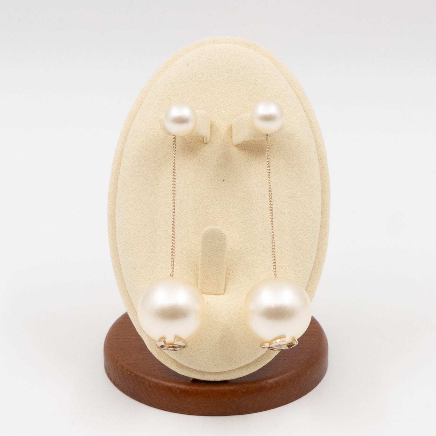 Big Pearl Drop Earrings Light Gold