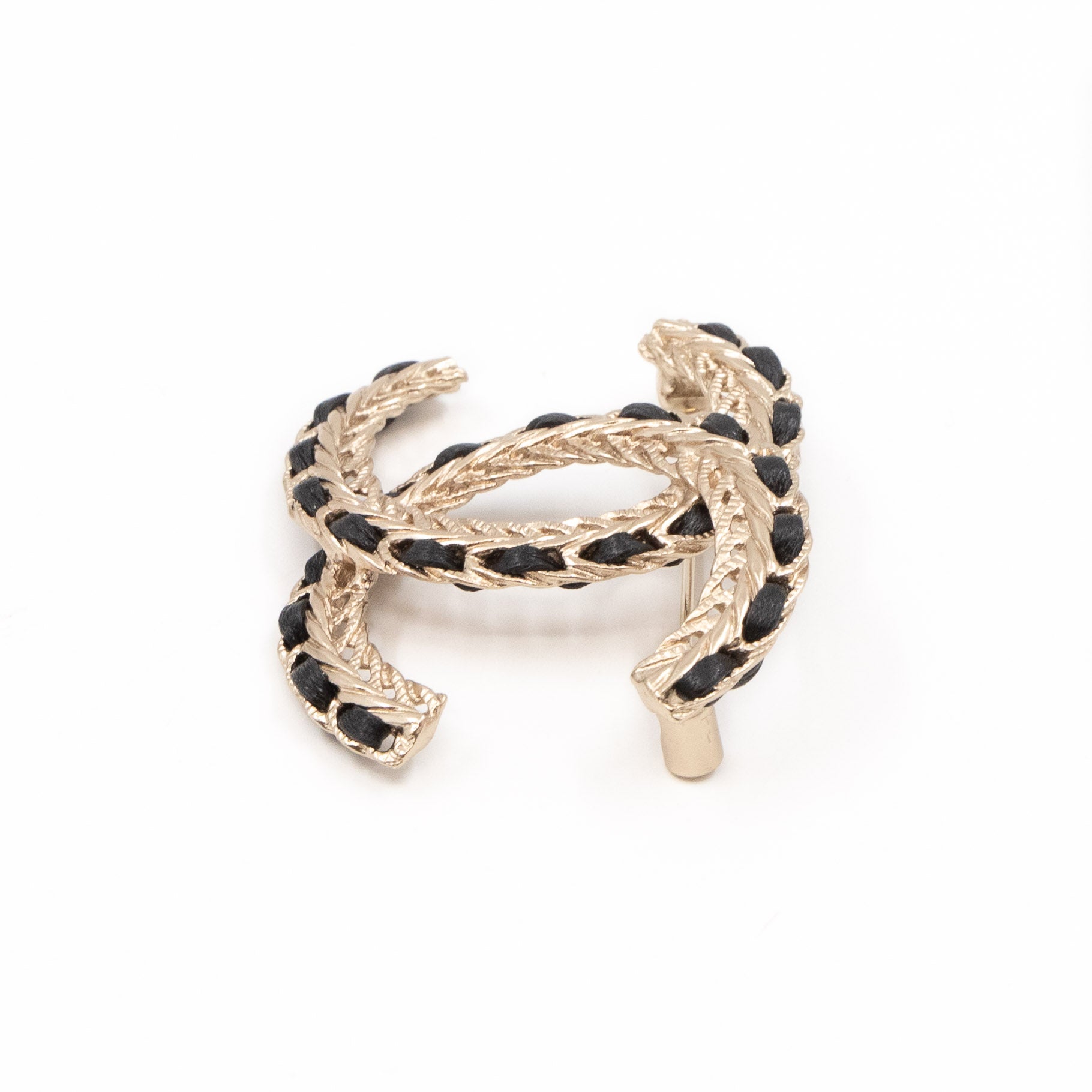 CC Leather & Chain Brooch