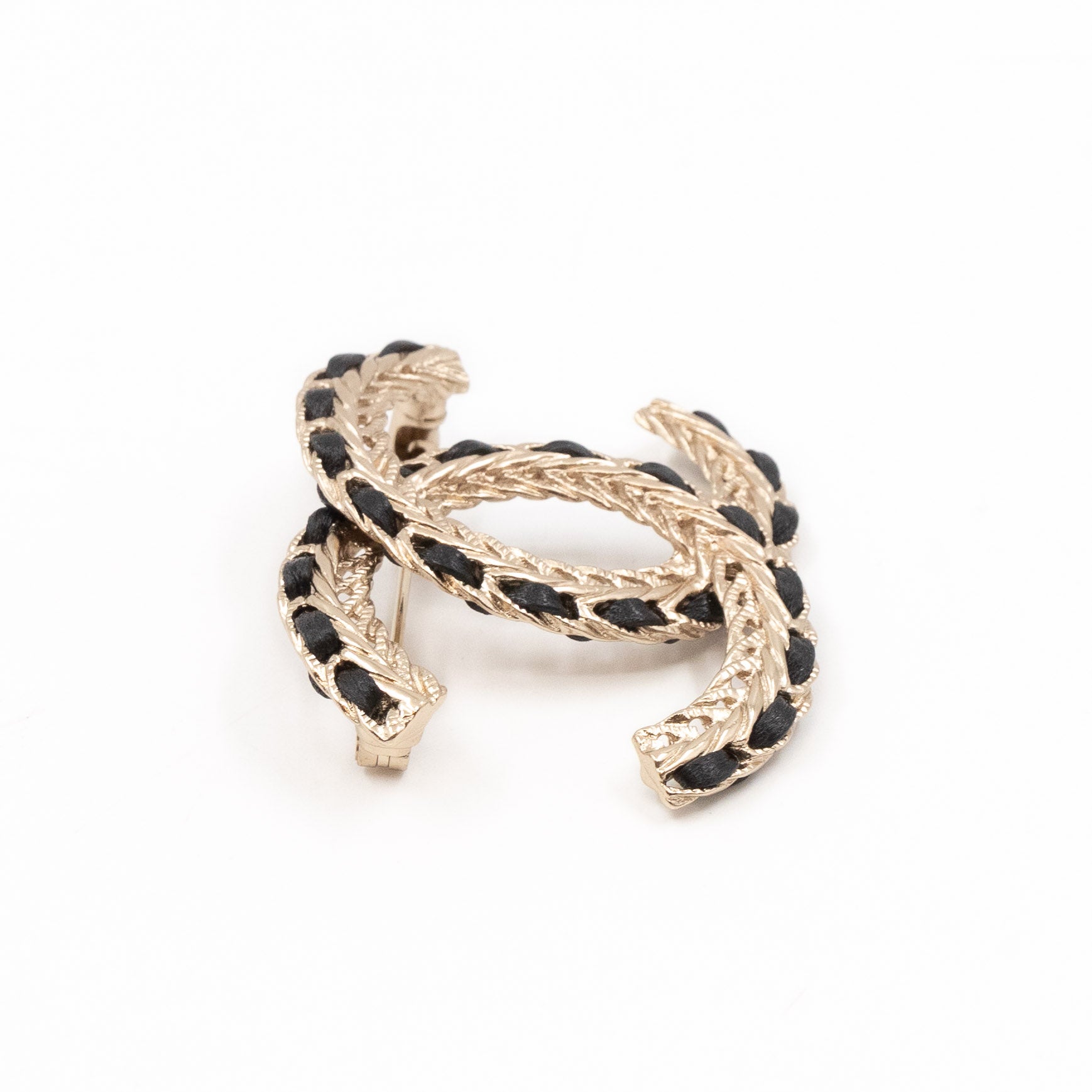 CC Leather & Chain Brooch