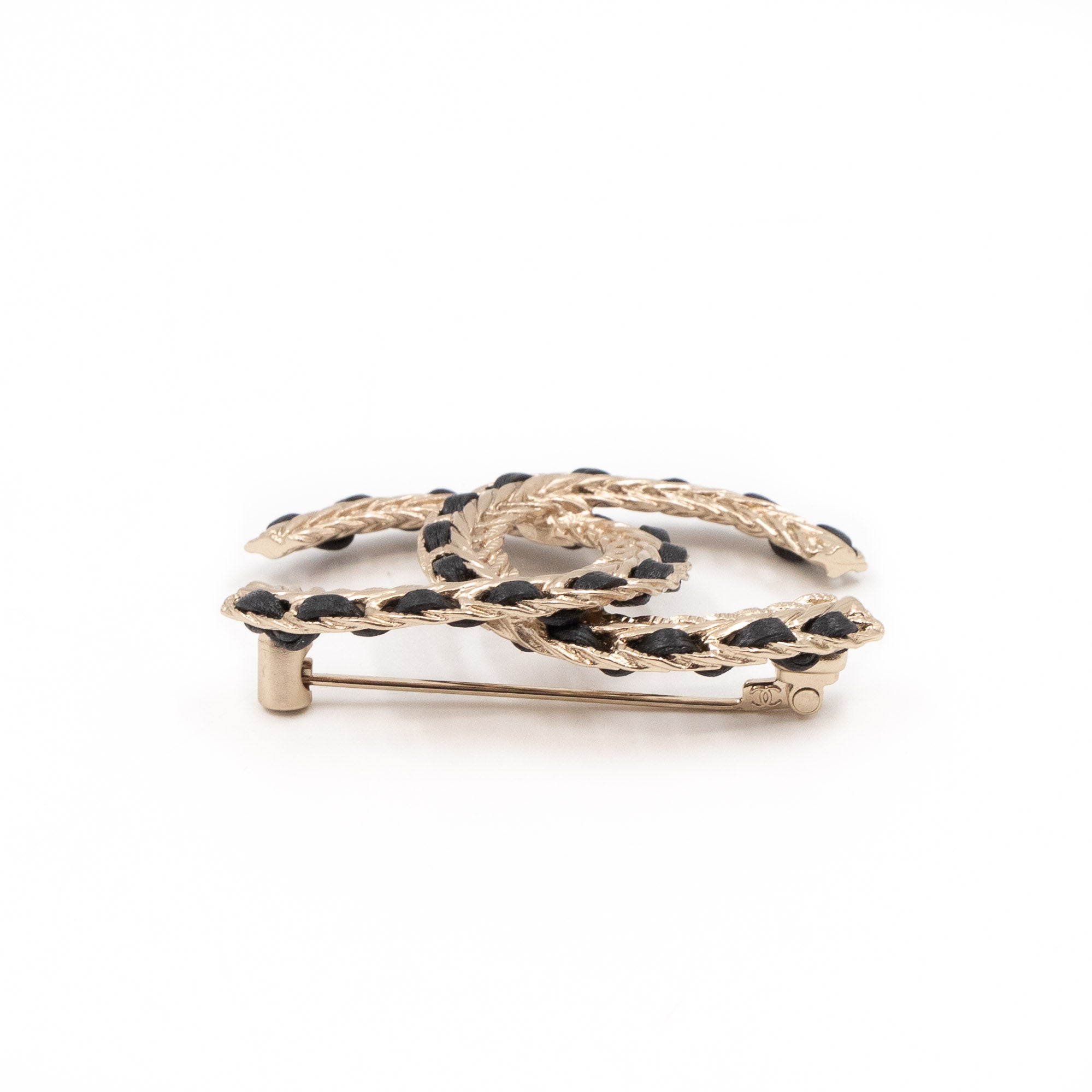 CC Leather & Chain Brooch