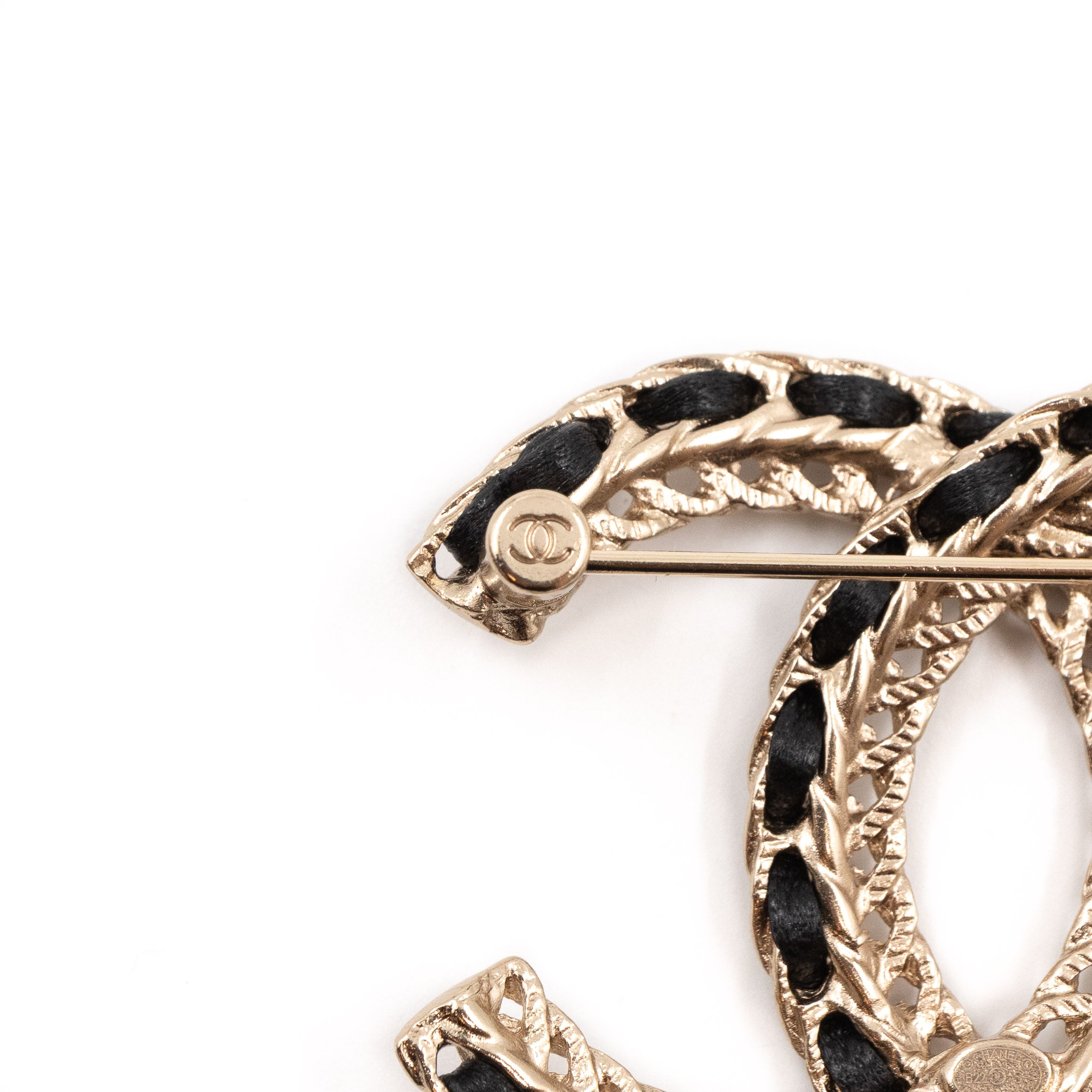 CC Leather & Chain Brooch