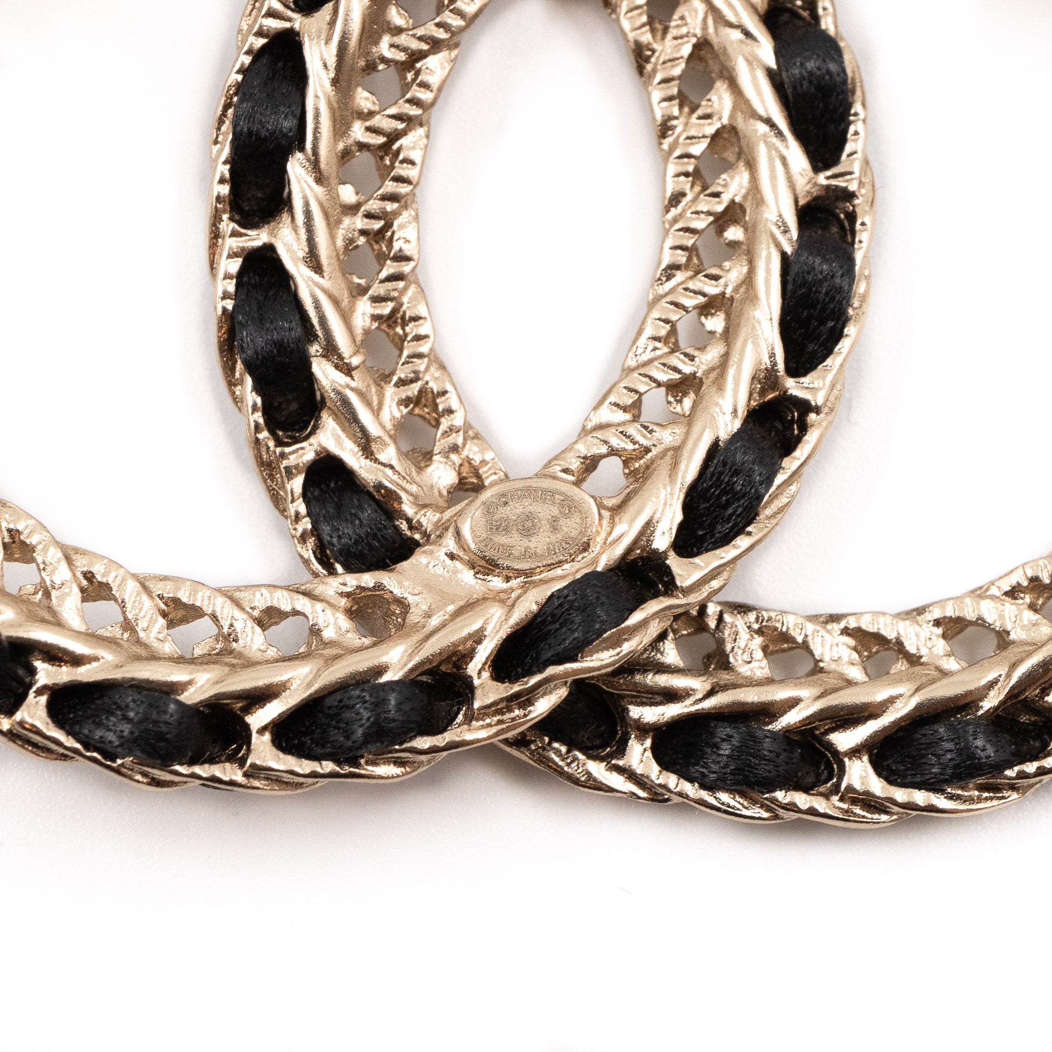 CC Leather & Chain Brooch