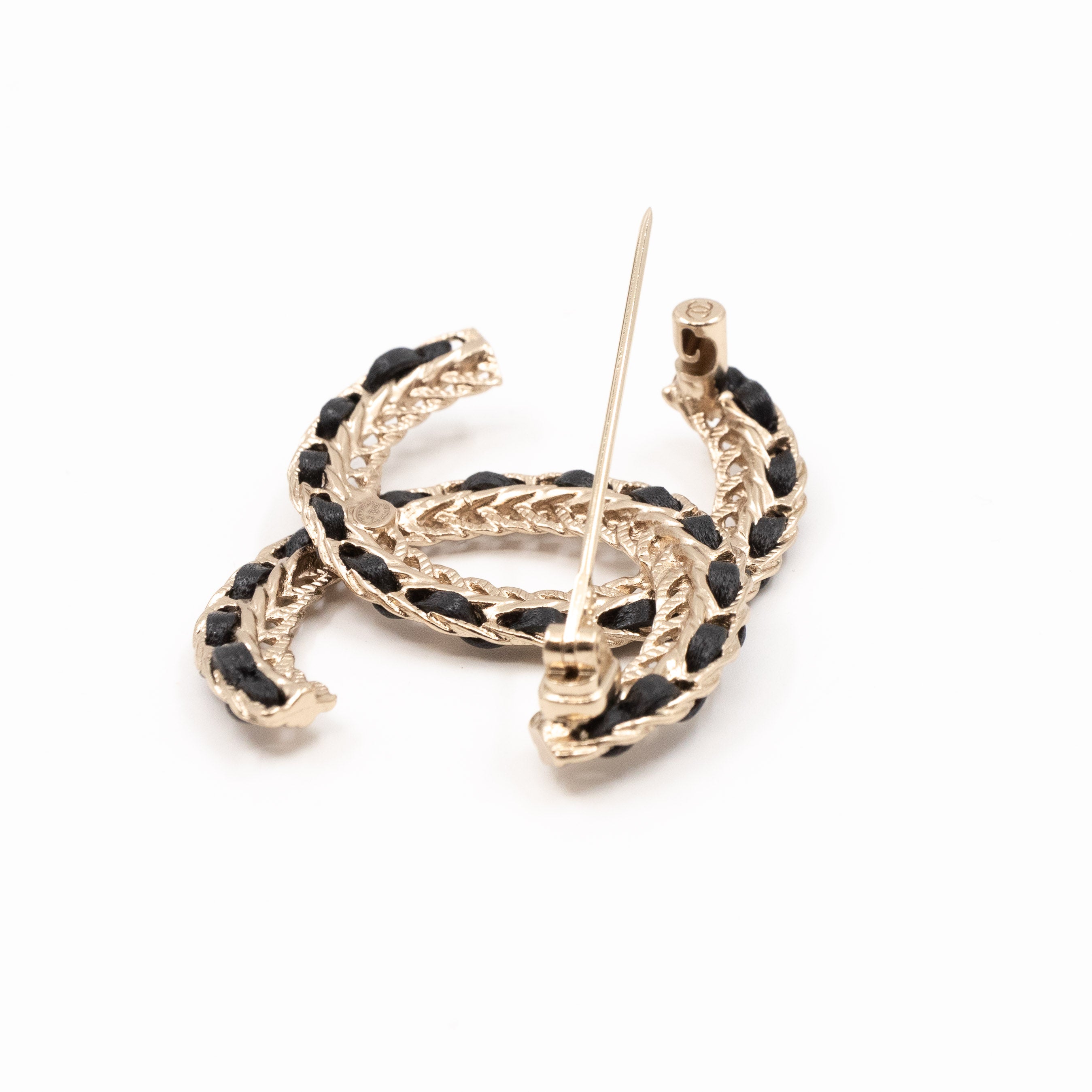 CC Leather & Chain Brooch