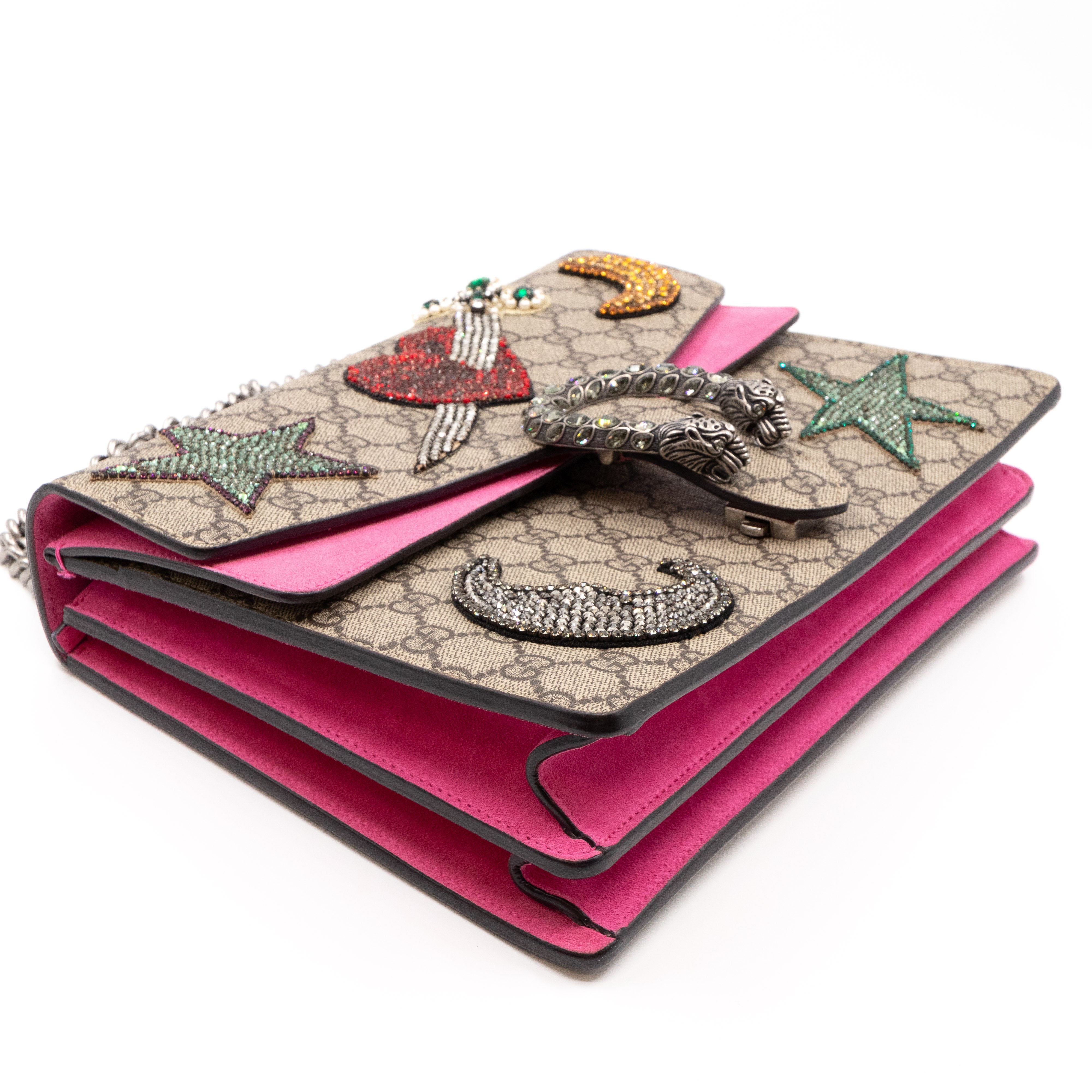 Dionysus Medium GG Supreme Pierced Heart Embroidered