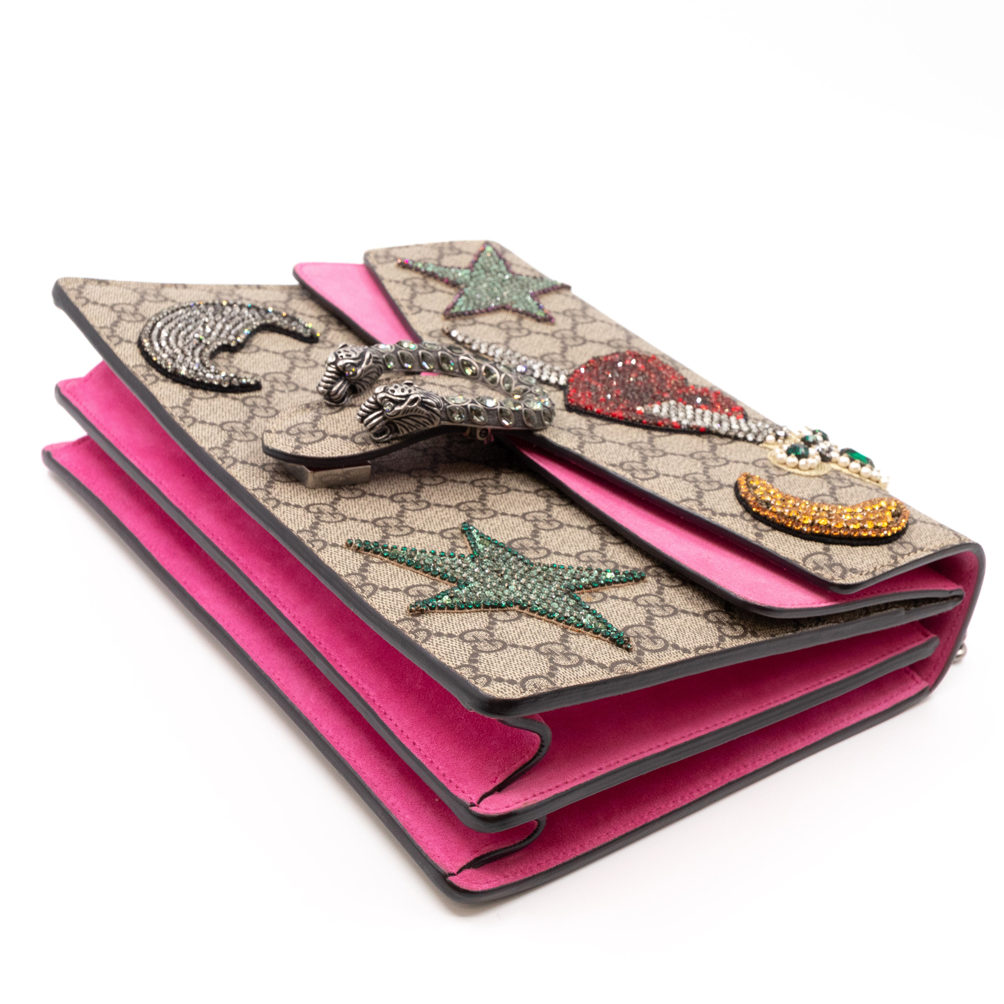 Dionysus Medium GG Supreme Pierced Heart Embroidered