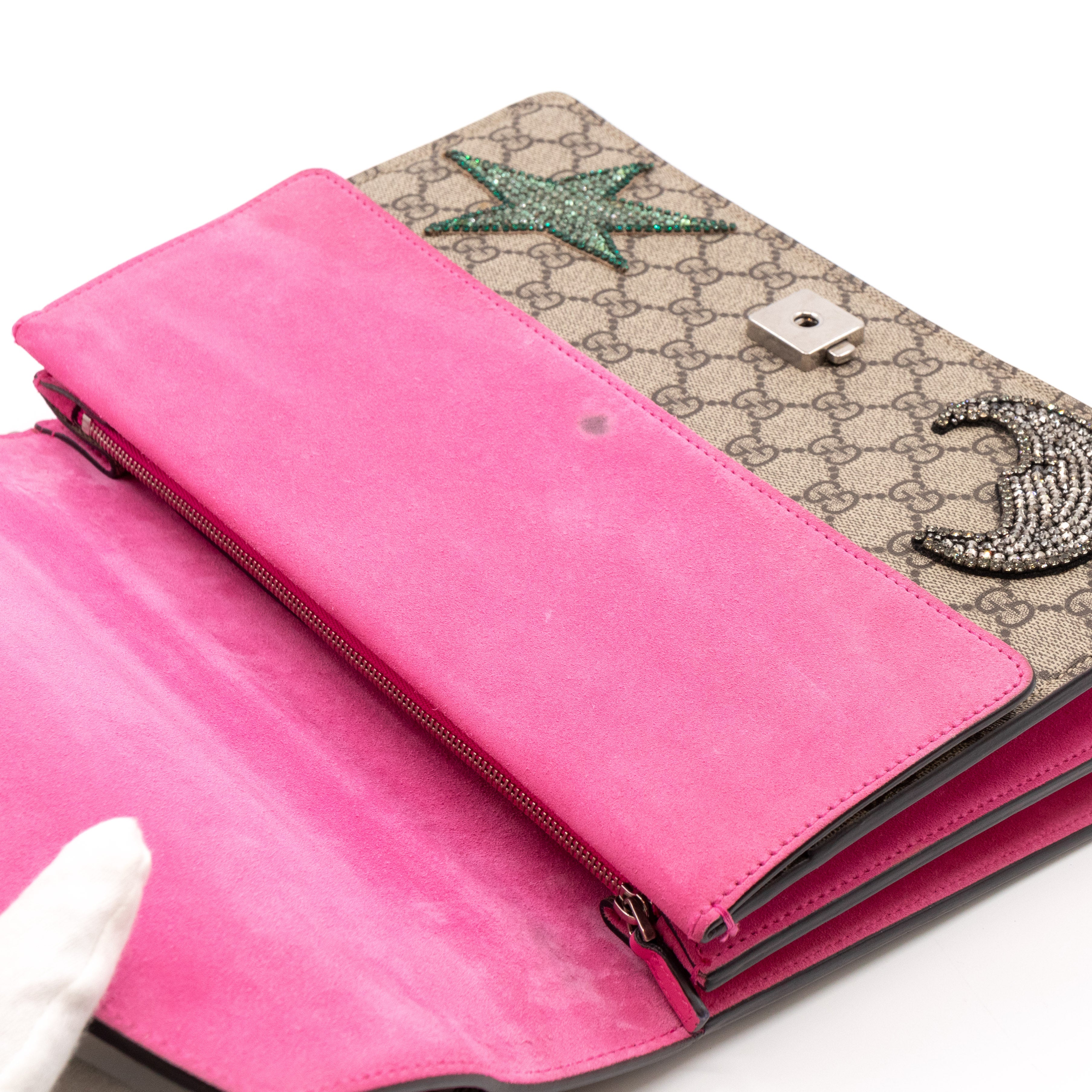 Dionysus Medium GG Supreme Pierced Heart Embroidered