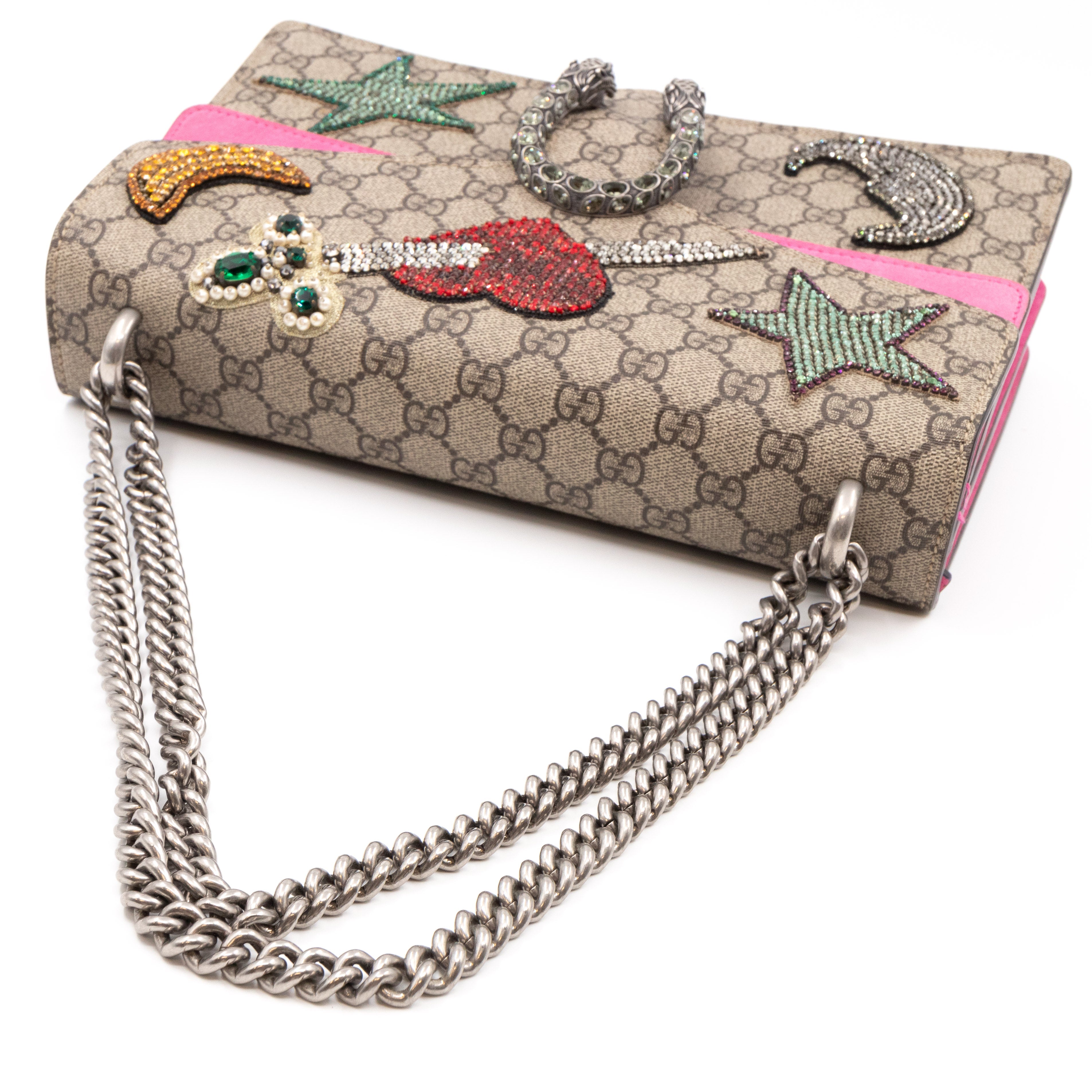 Dionysus Medium GG Supreme Pierced Heart Embroidered