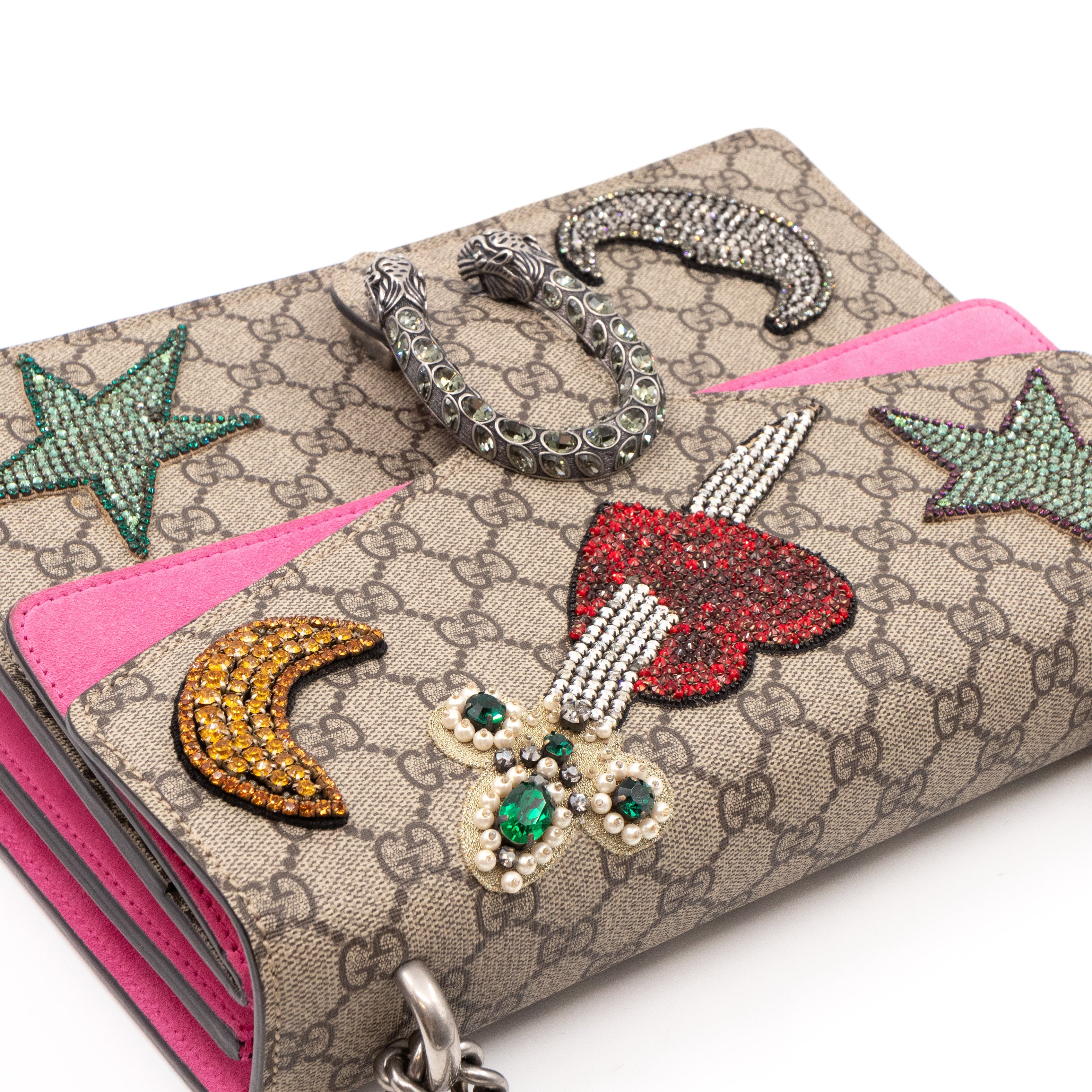 Dionysus Medium GG Supreme Pierced Heart Embroidered