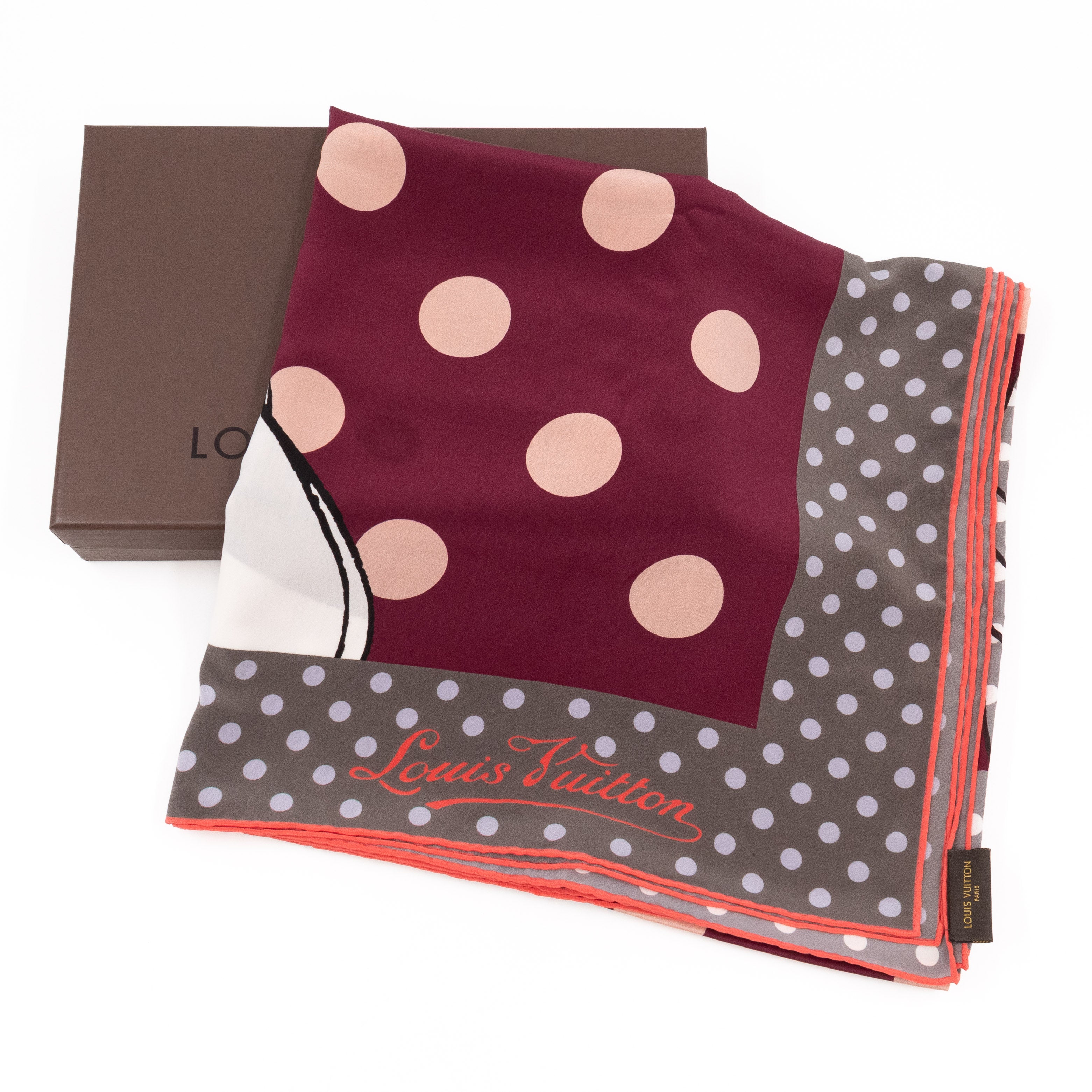 Balloon Dot Silk Scarf Cerise
