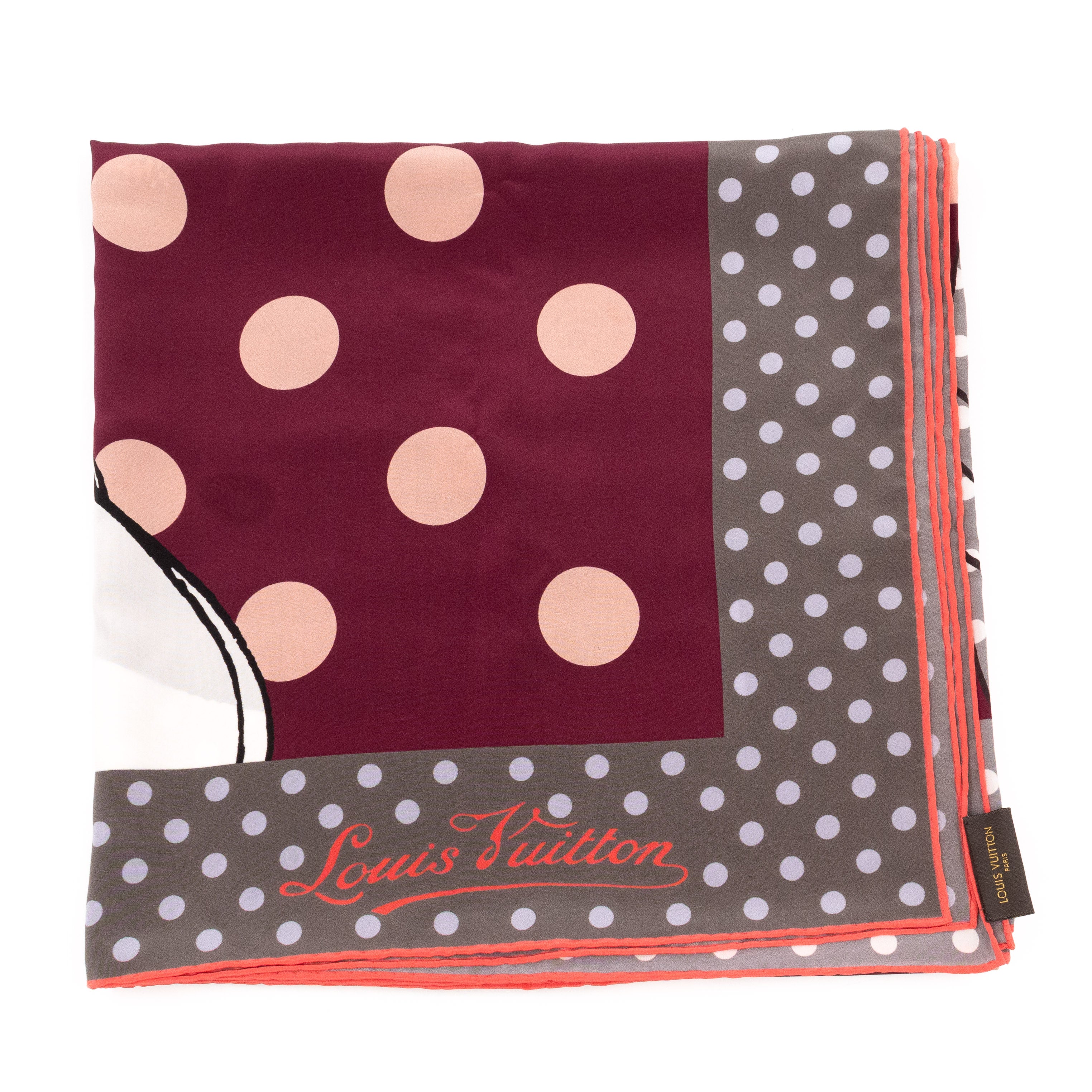 Balloon Dot Silk Scarf Cerise