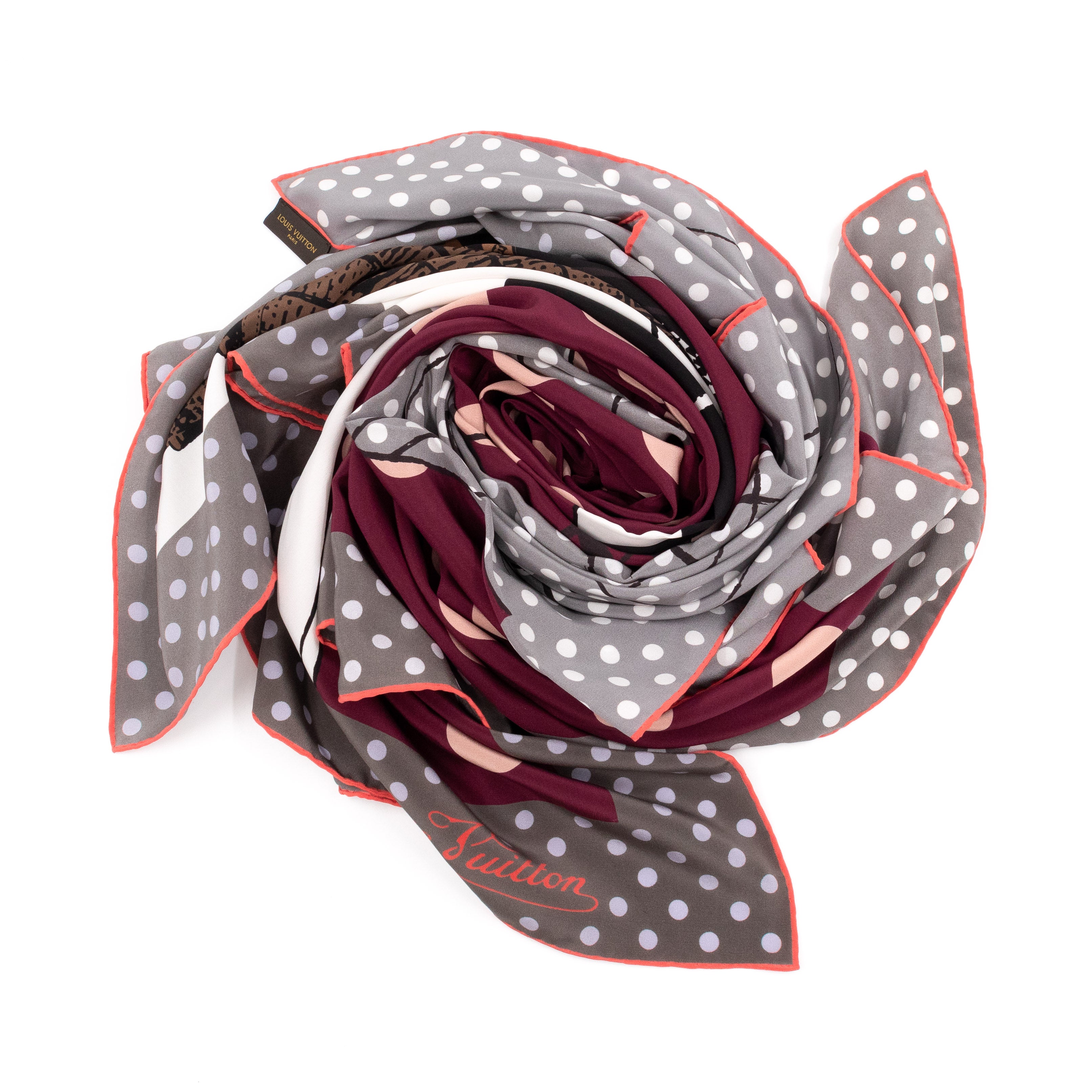 Balloon Dot Silk Scarf Cerise
