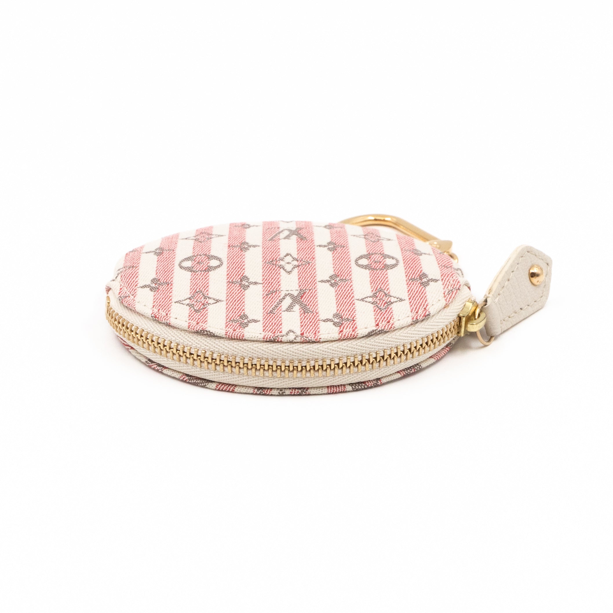 Round Coin Purse Mini Lin Croisette Rouge