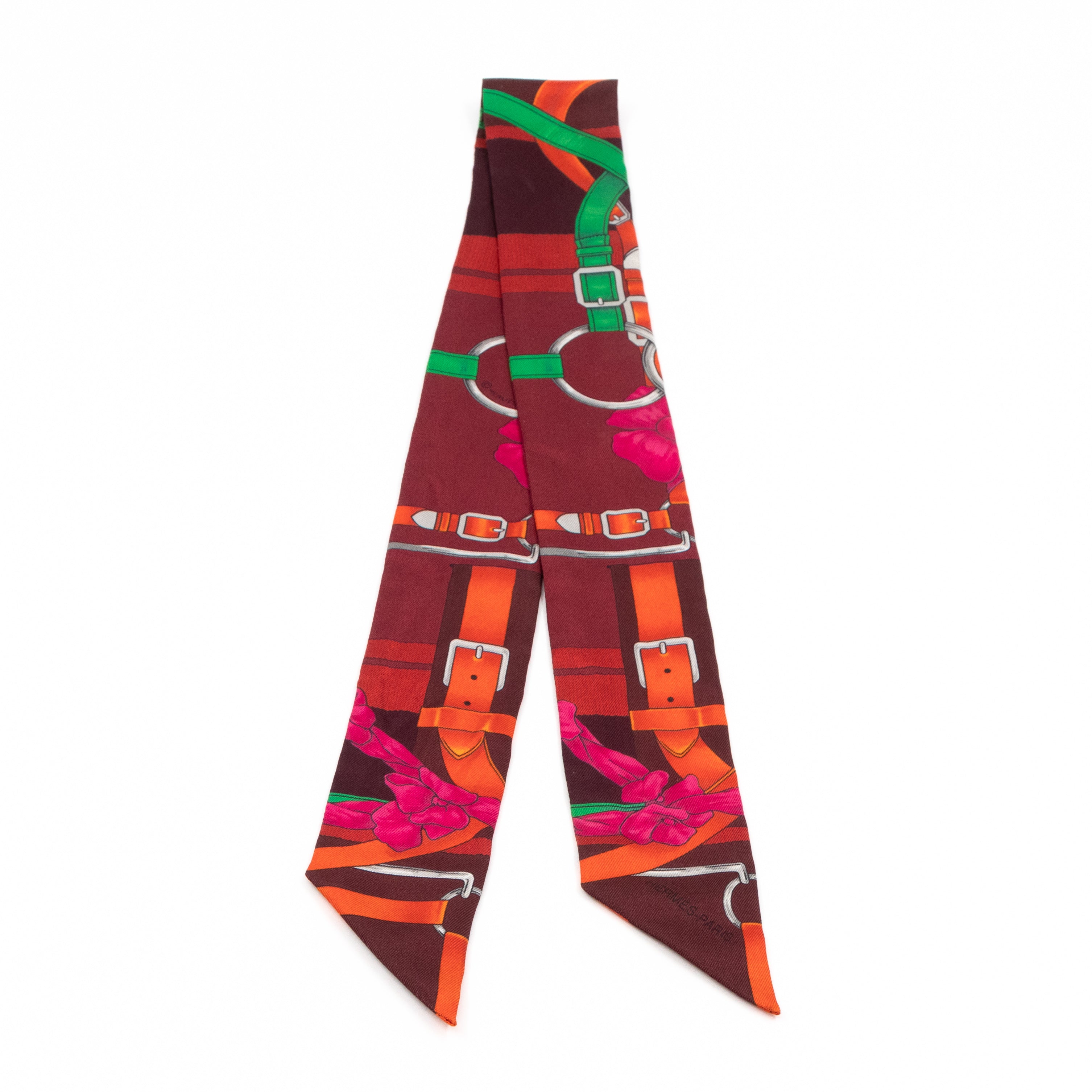 Twilly Scarf Grand Manege Fleuri Prune