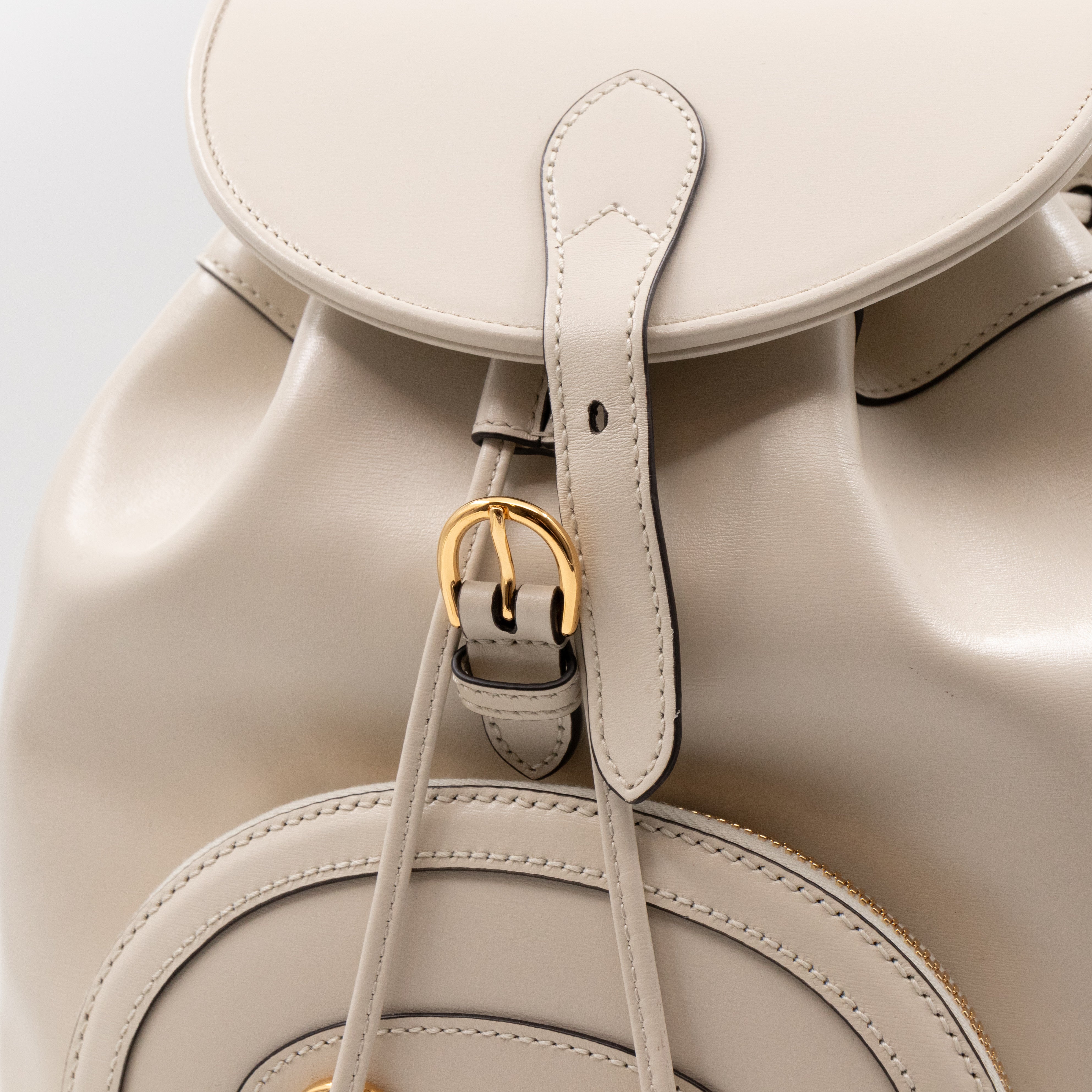 1955 Horsebit Backpack Cream Leather