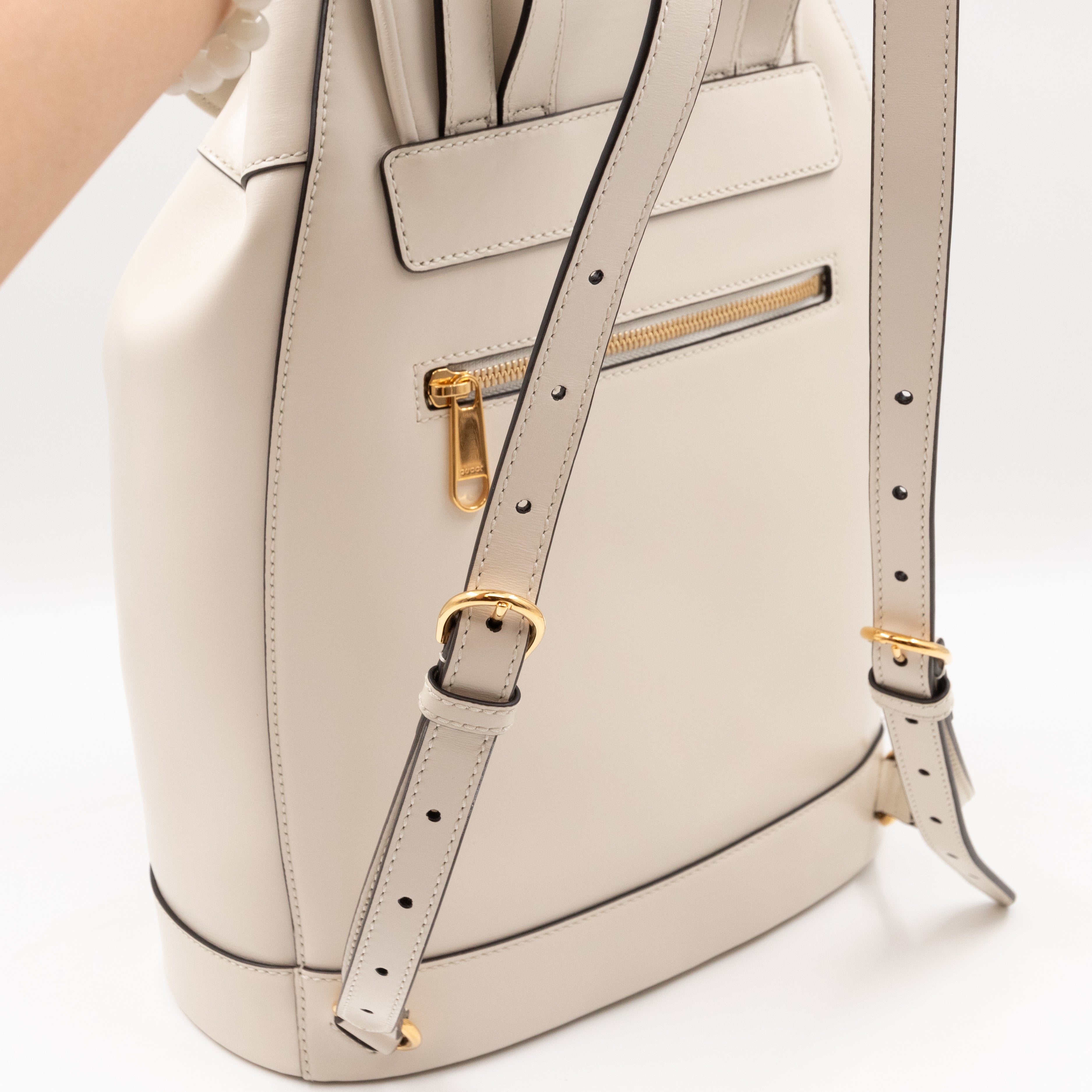 1955 Horsebit Backpack Cream Leather