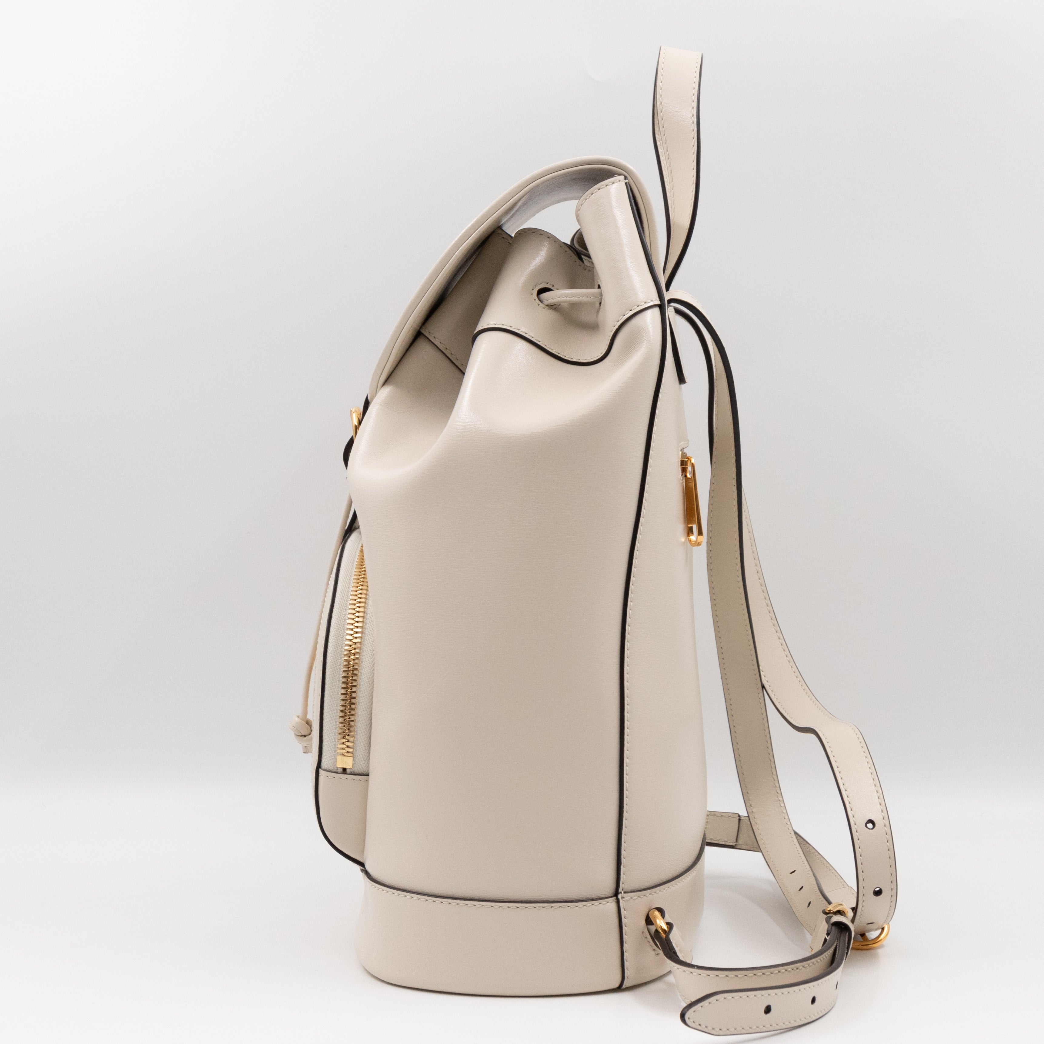 1955 Horsebit Backpack Cream Leather